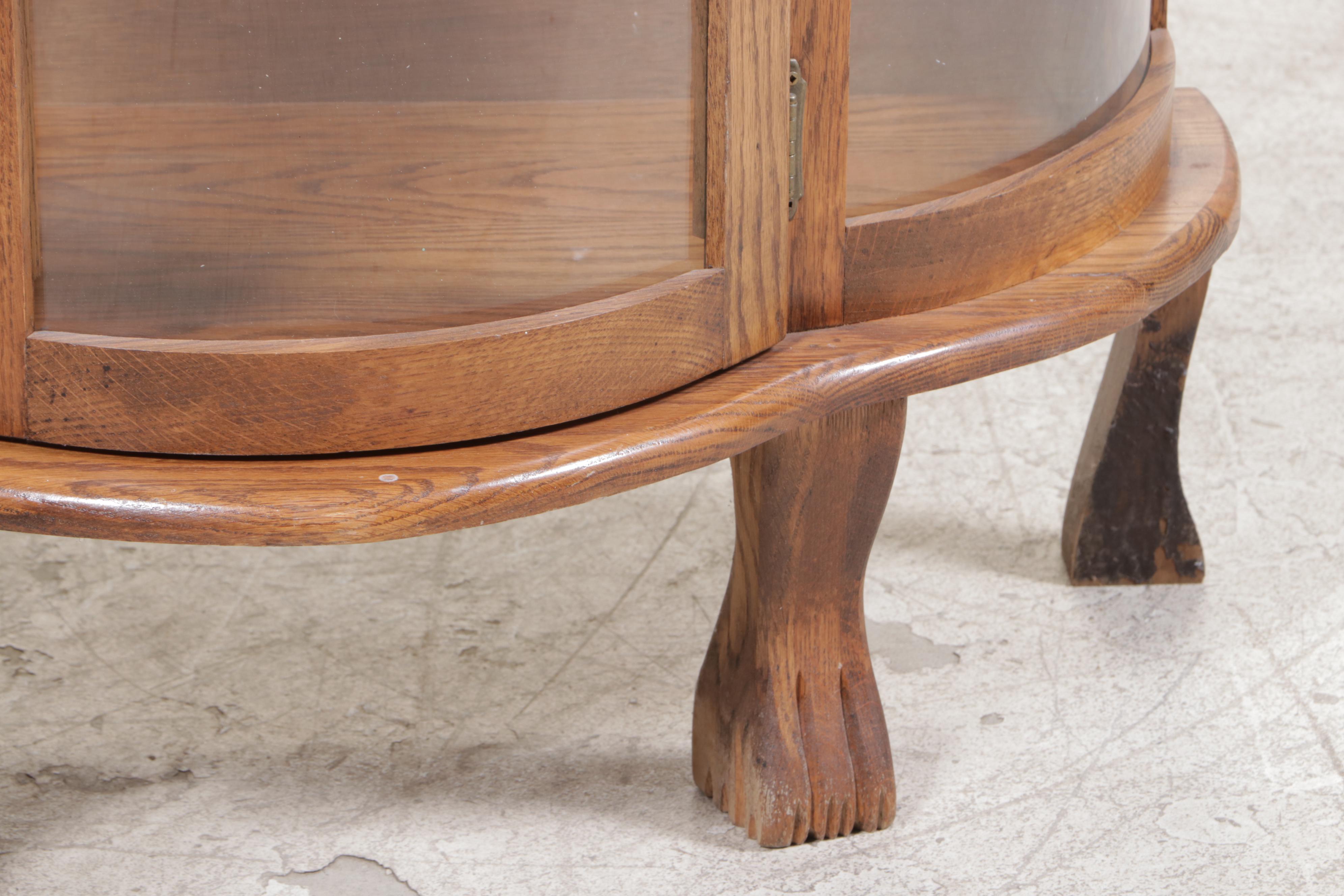 Empire Revival Style Oak Serpentine-Front Display Cabinet, Late 20th Century