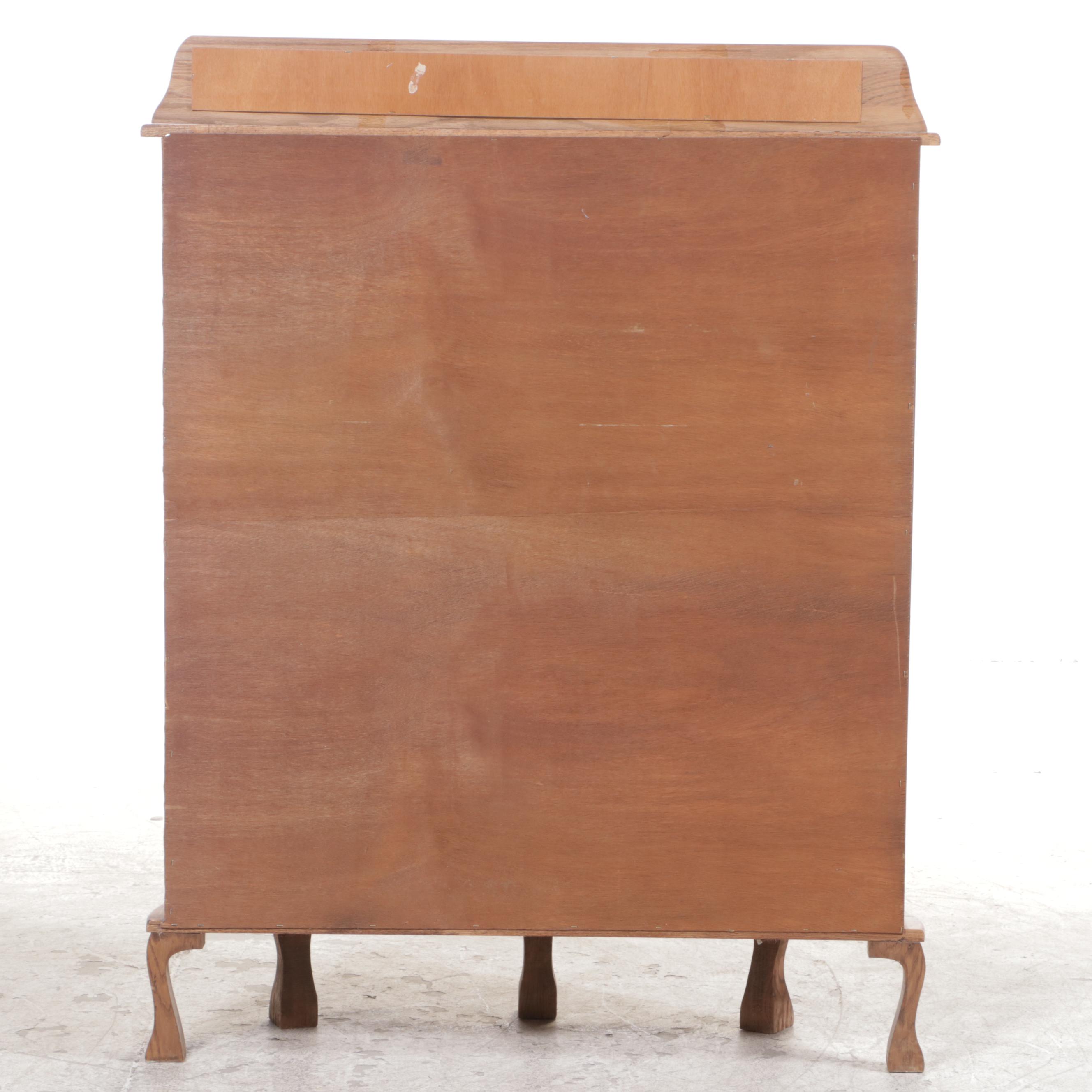 Empire Revival Style Oak Serpentine-Front Display Cabinet, Late 20th Century