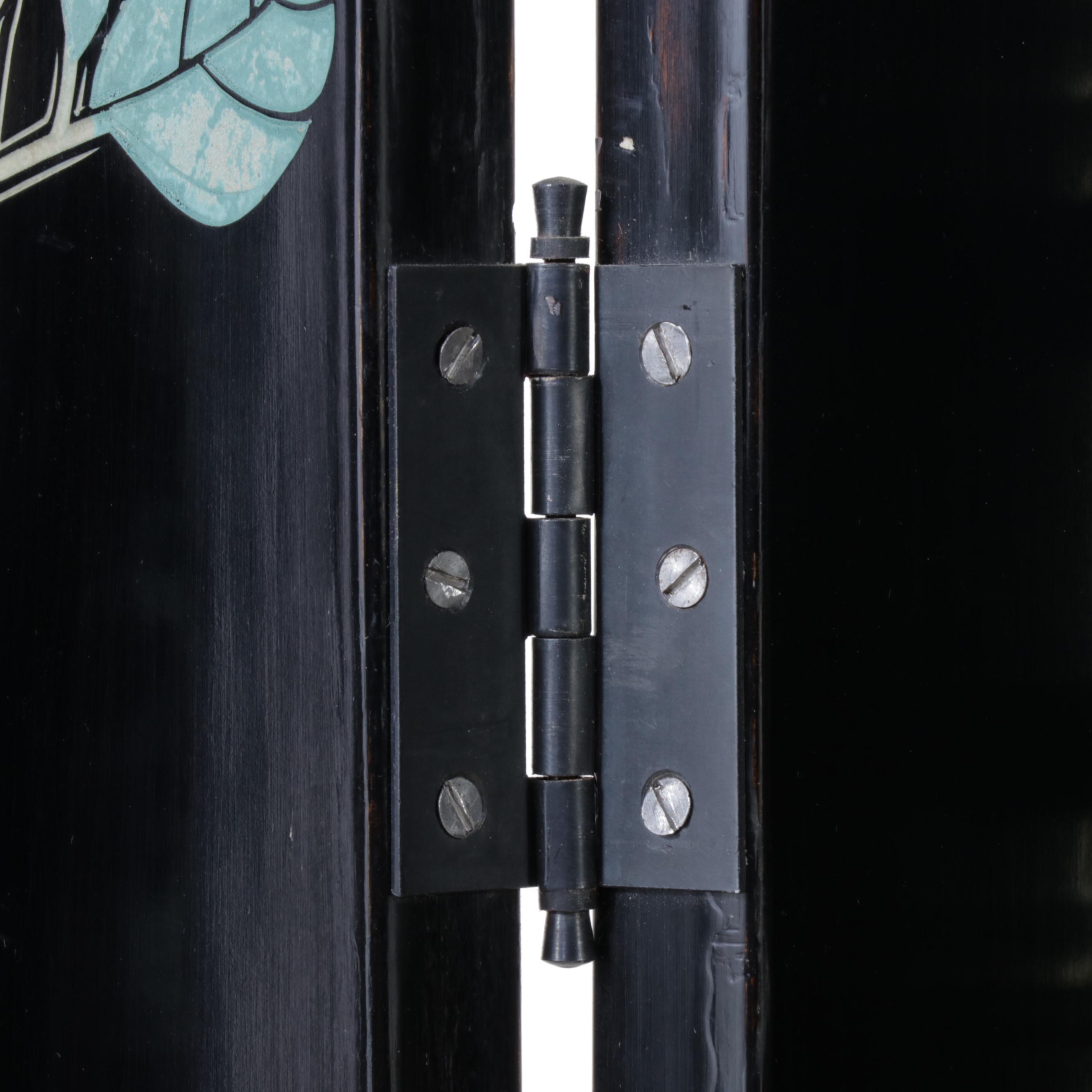 Chinese Painted and Black Lacquered Screen