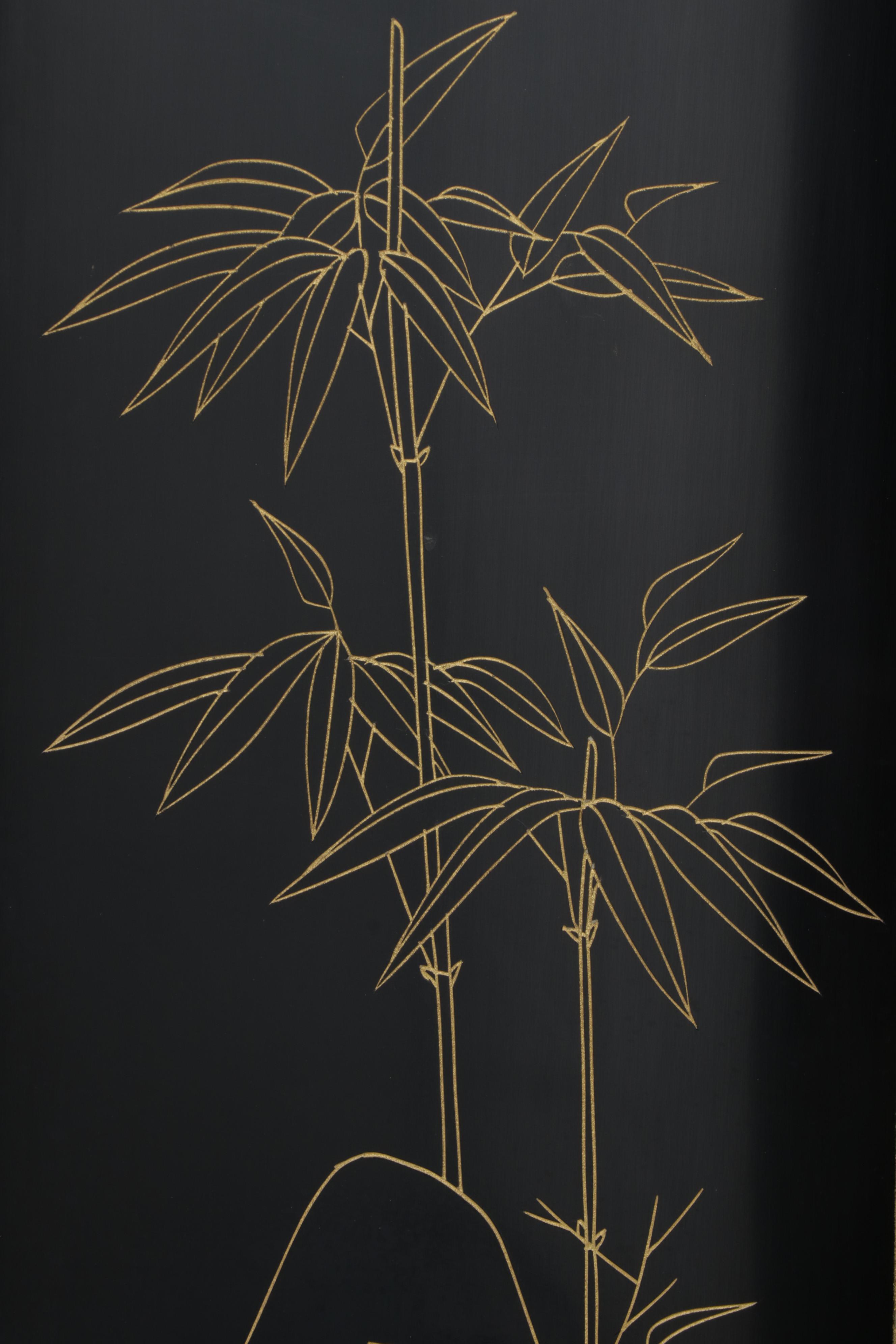 Chinese Painted and Black Lacquered Screen