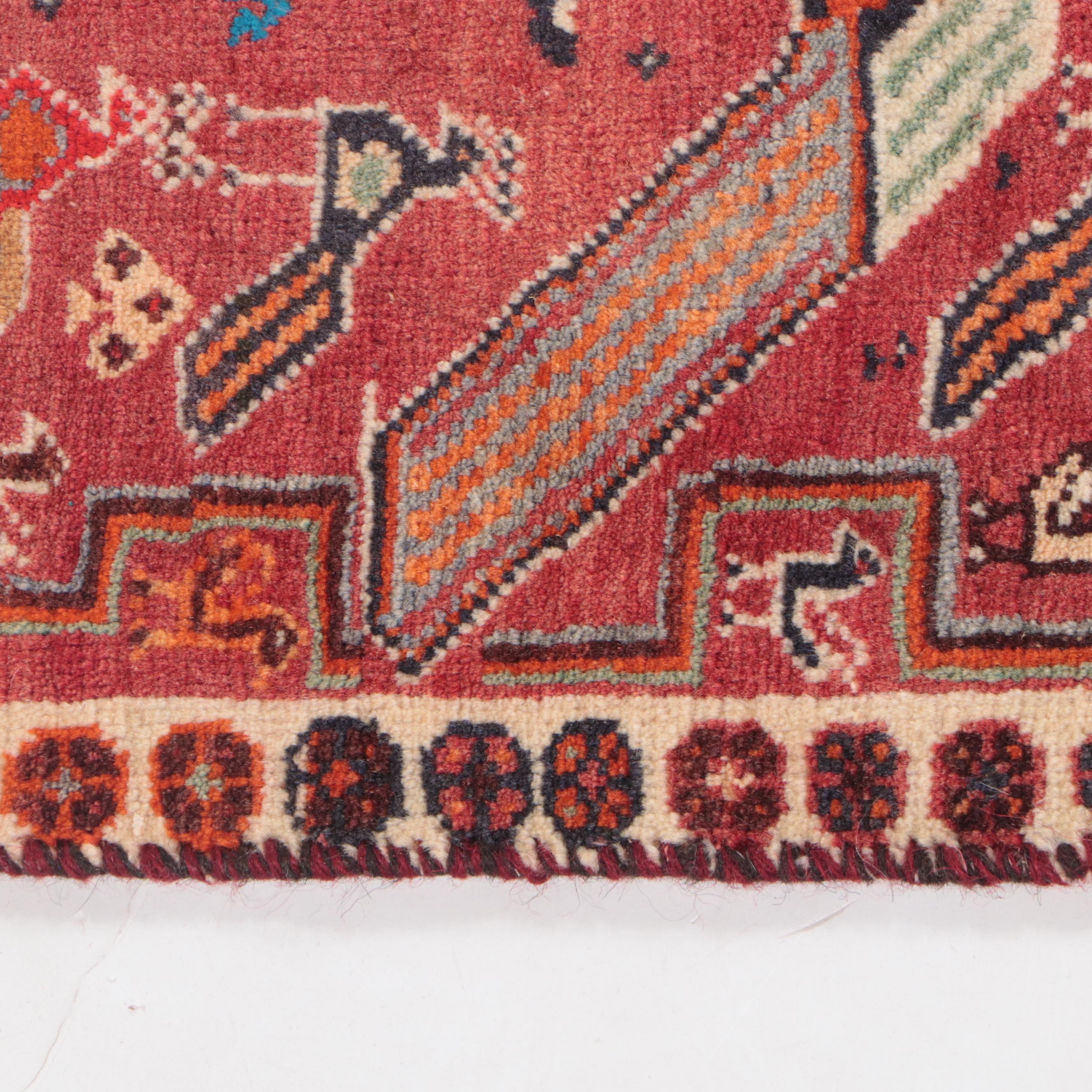 1'10 x 1'10 Hand-Knotted Northwest Persian Pictorial Floor Mat