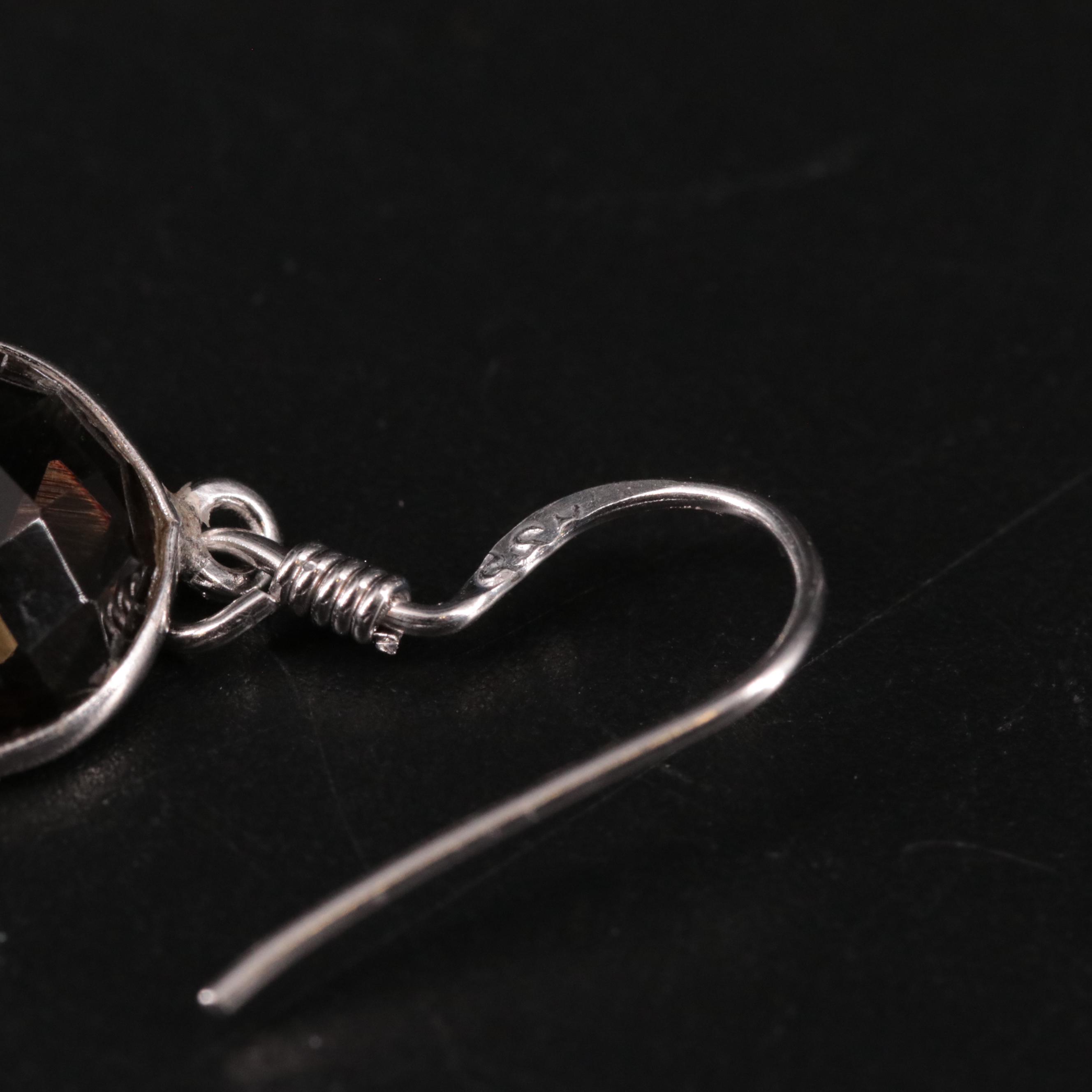 Sterling and Smoky Quartz Drop Earrings