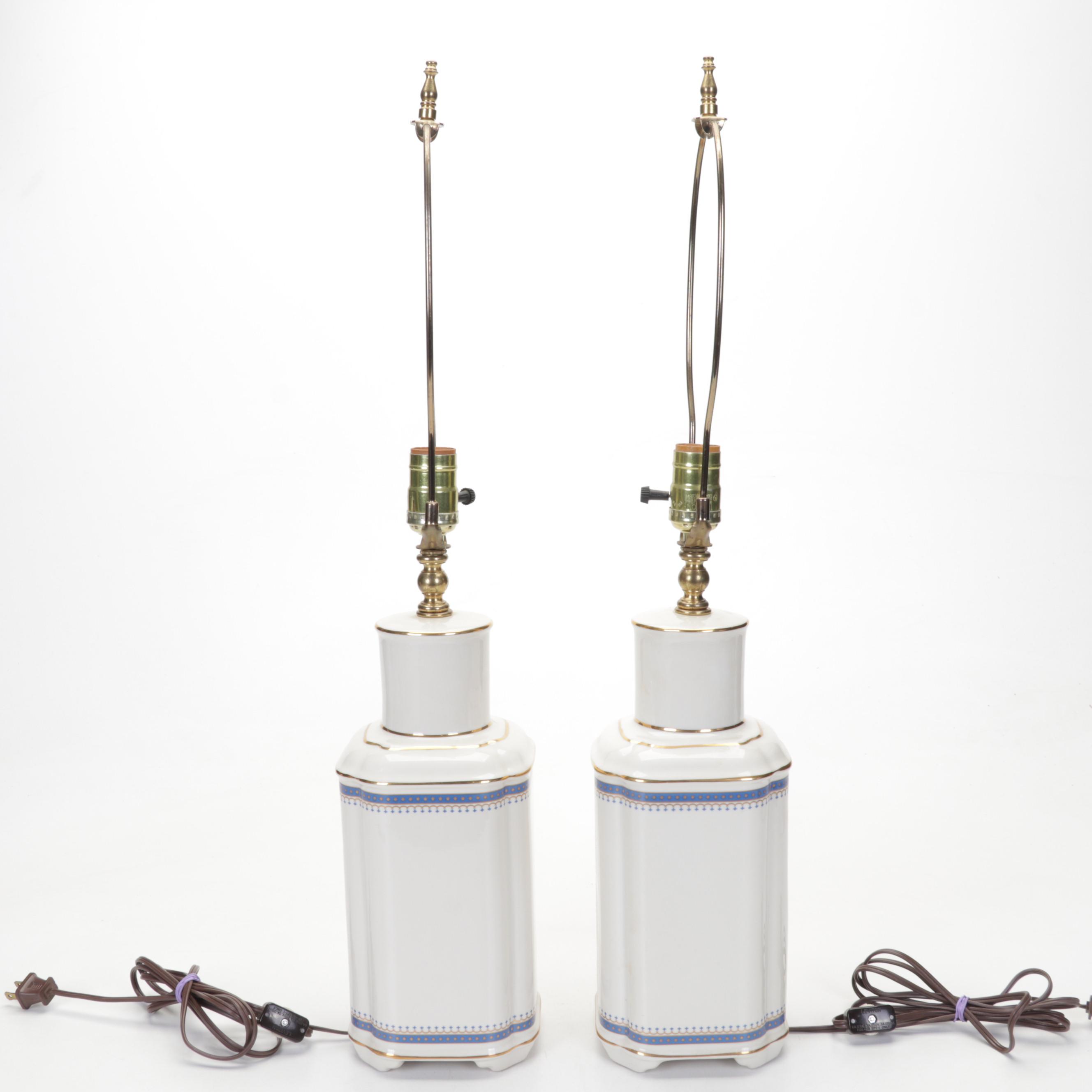 Pair of Ceramic Gilt Decorated Table Lamps