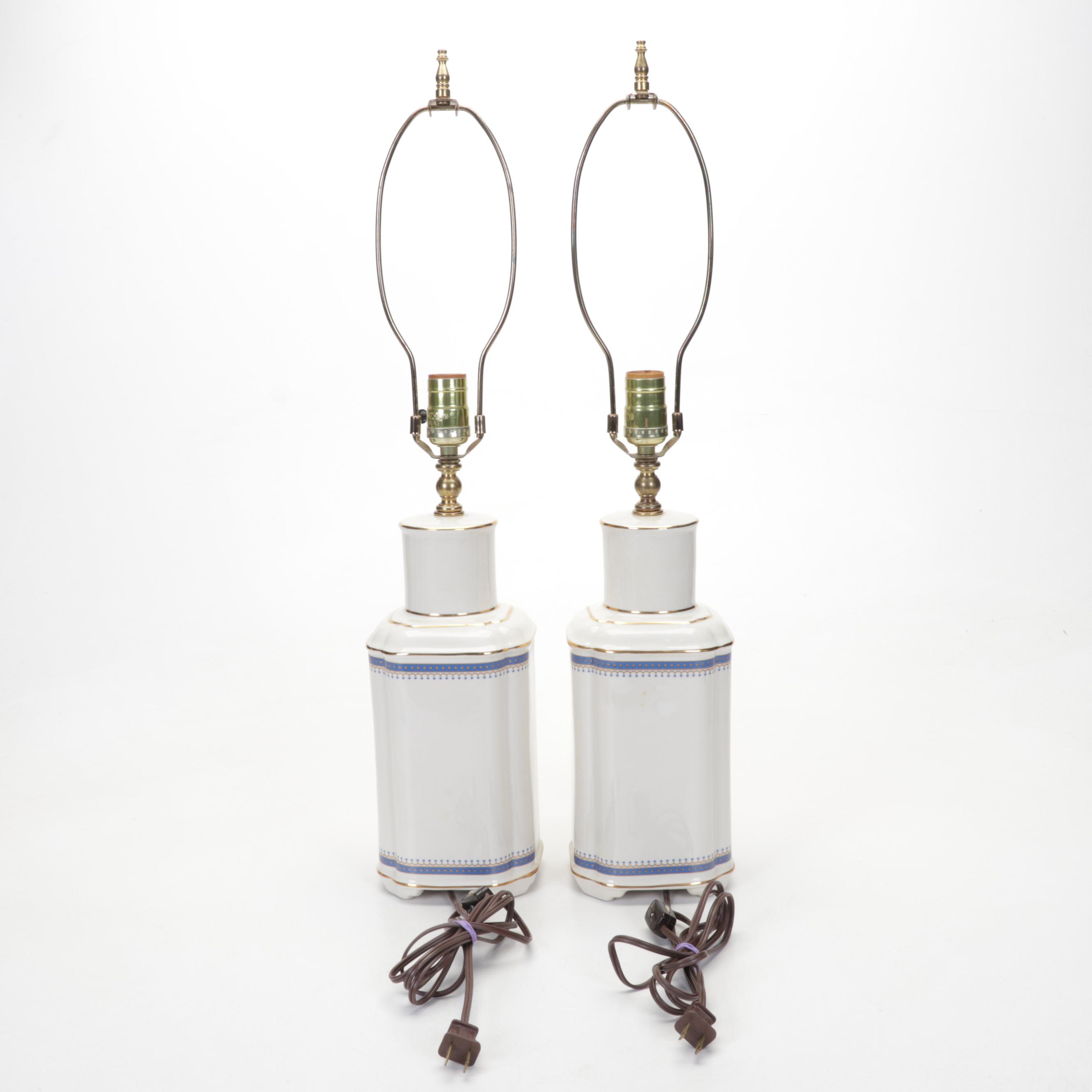 Pair of Ceramic Gilt Decorated Table Lamps
