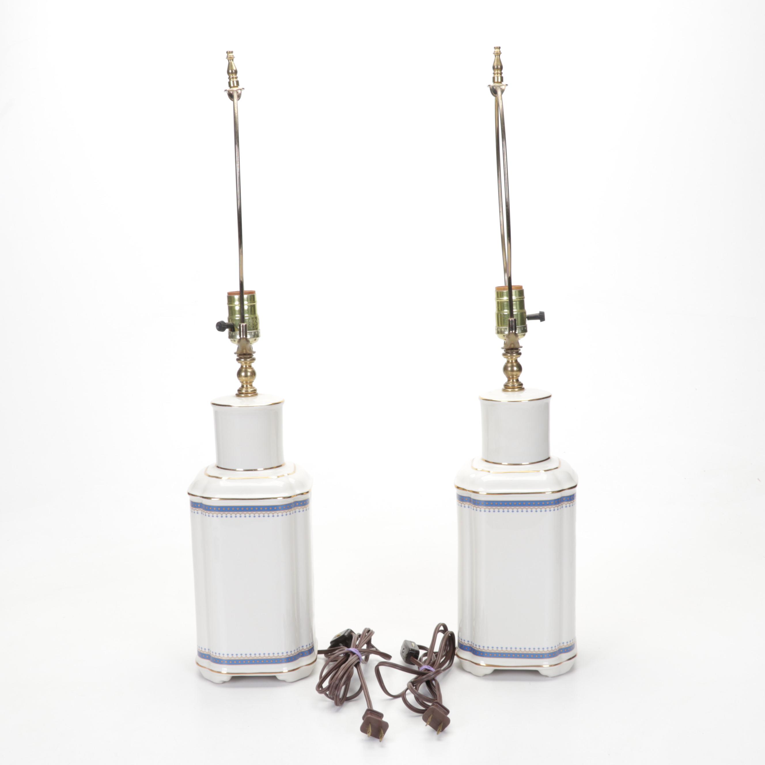 Pair of Ceramic Gilt Decorated Table Lamps