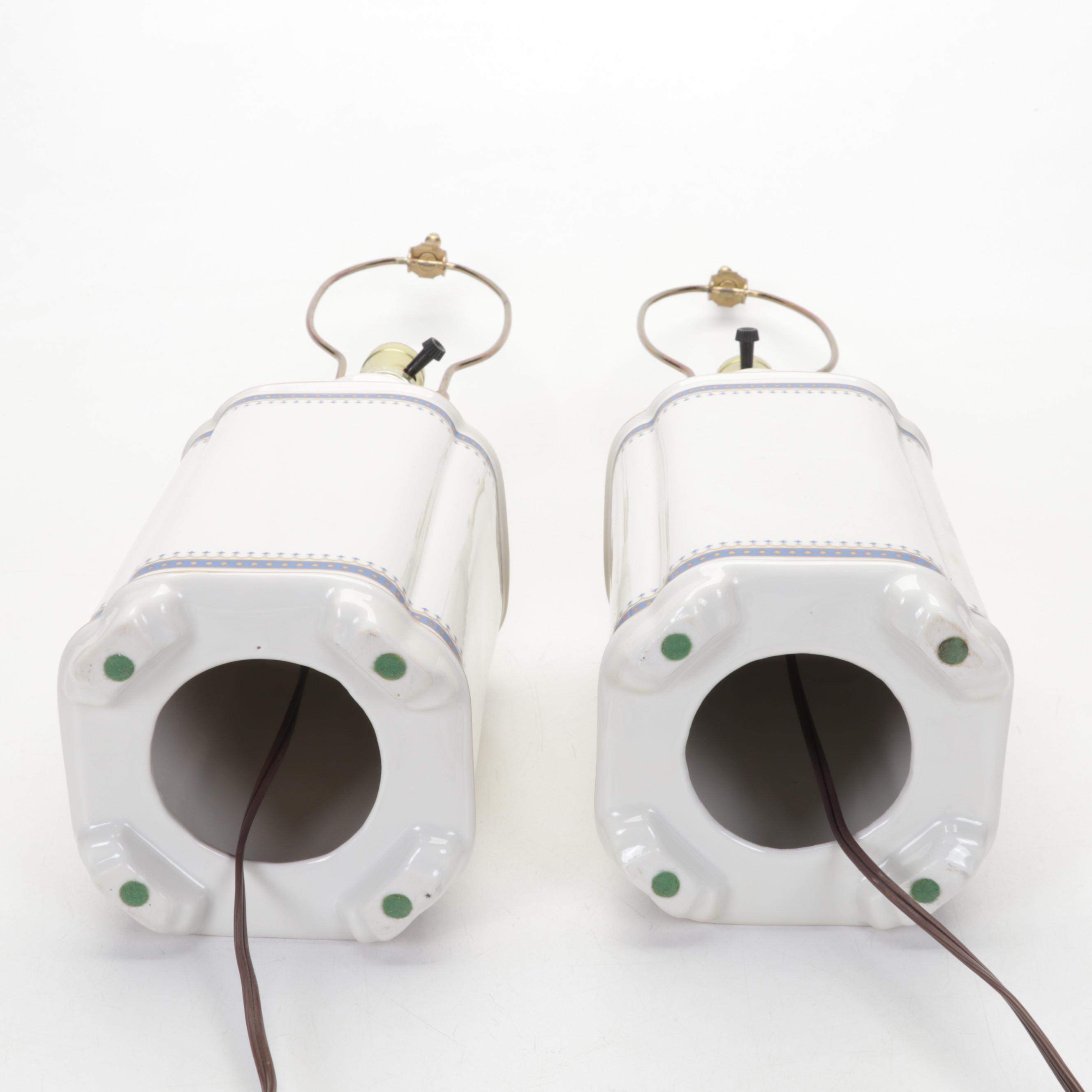 Pair of Ceramic Gilt Decorated Table Lamps