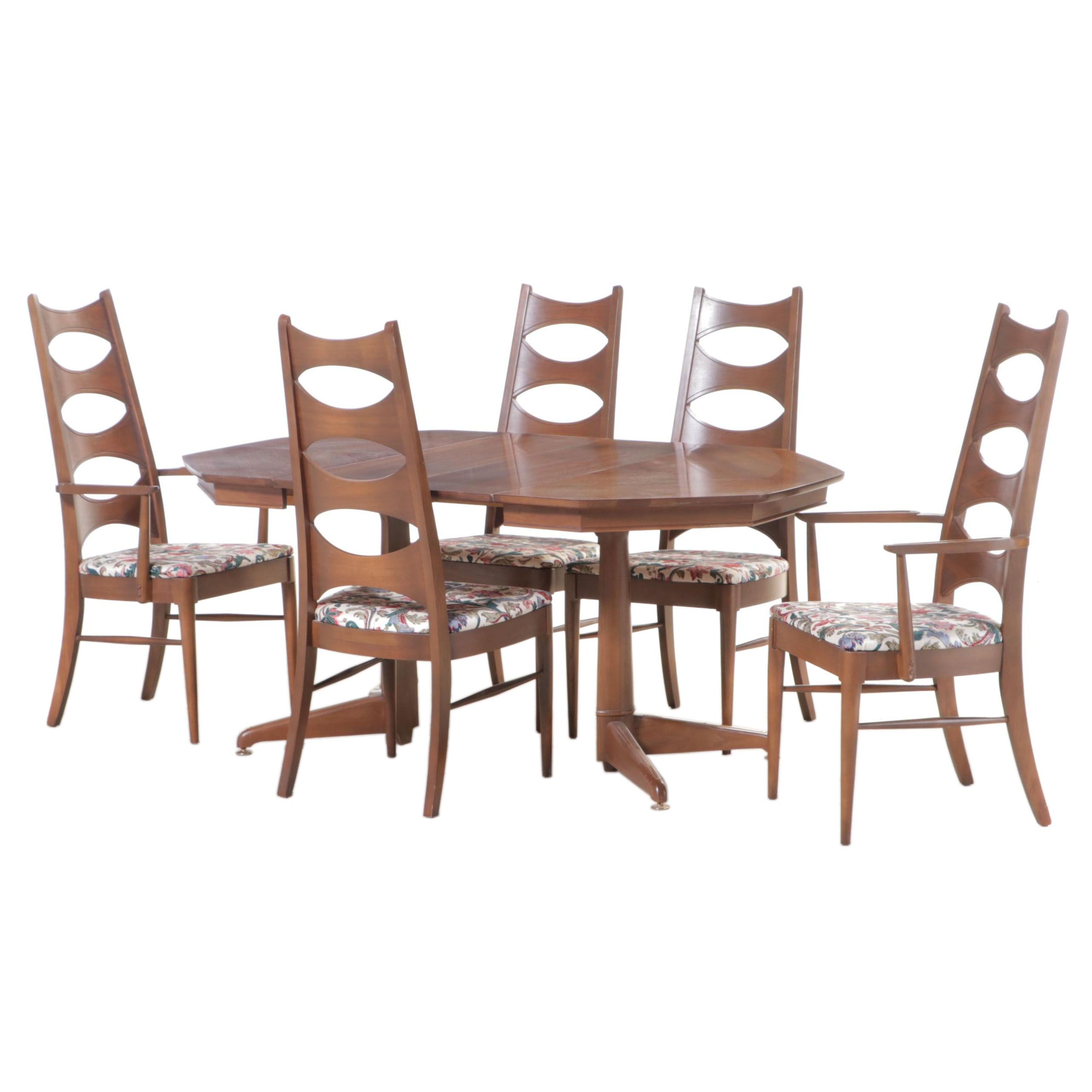 Six-Piece Blowing Rock Furniture Mid Century Modern Walnut Dining Set