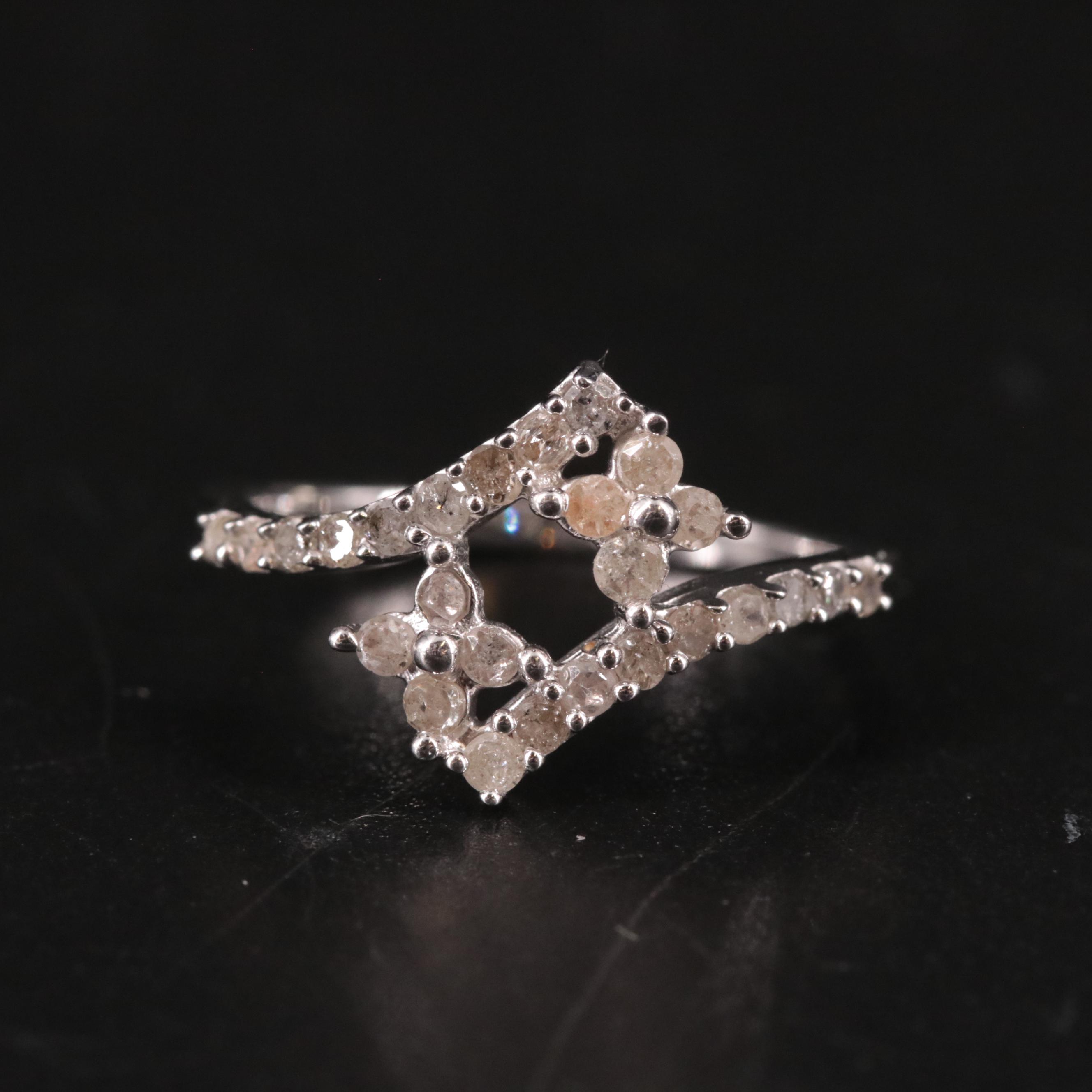 Sterling Diamond Bypass Ring
