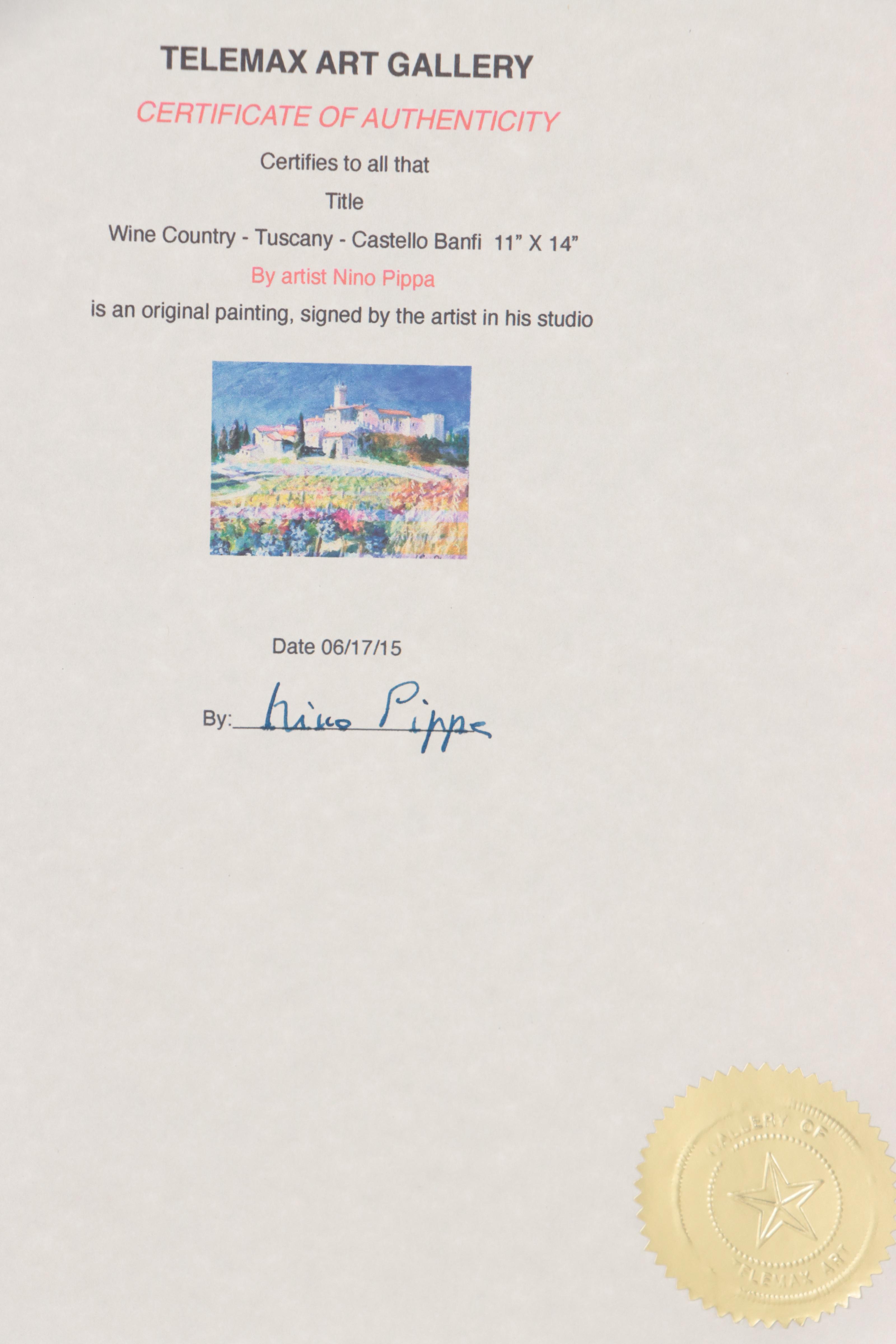 Nino Pippa Oil Painting "Wine Country - Tuscany - Castello Banfi," 2015