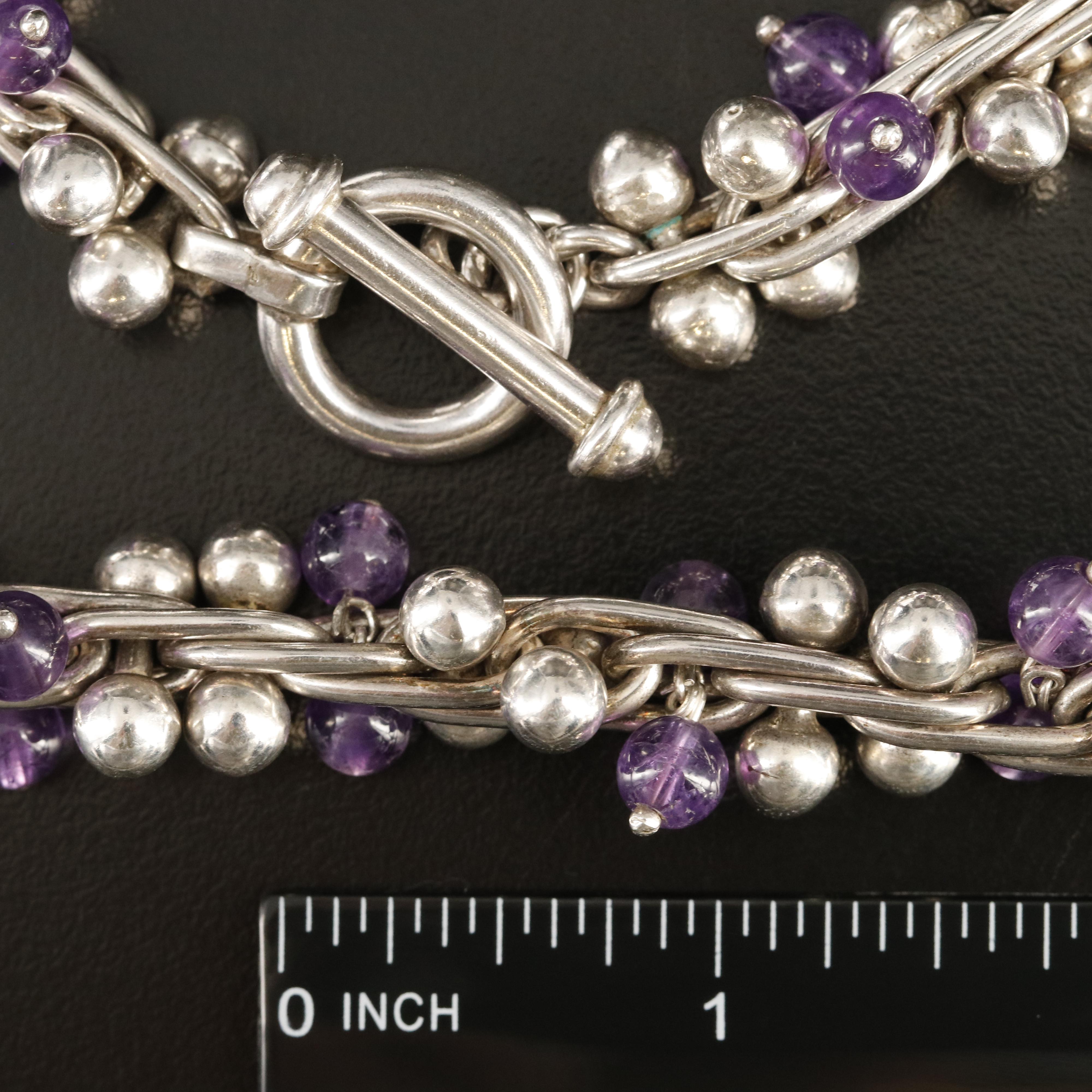 Sterling Amethyst Fringe Bead Necklace