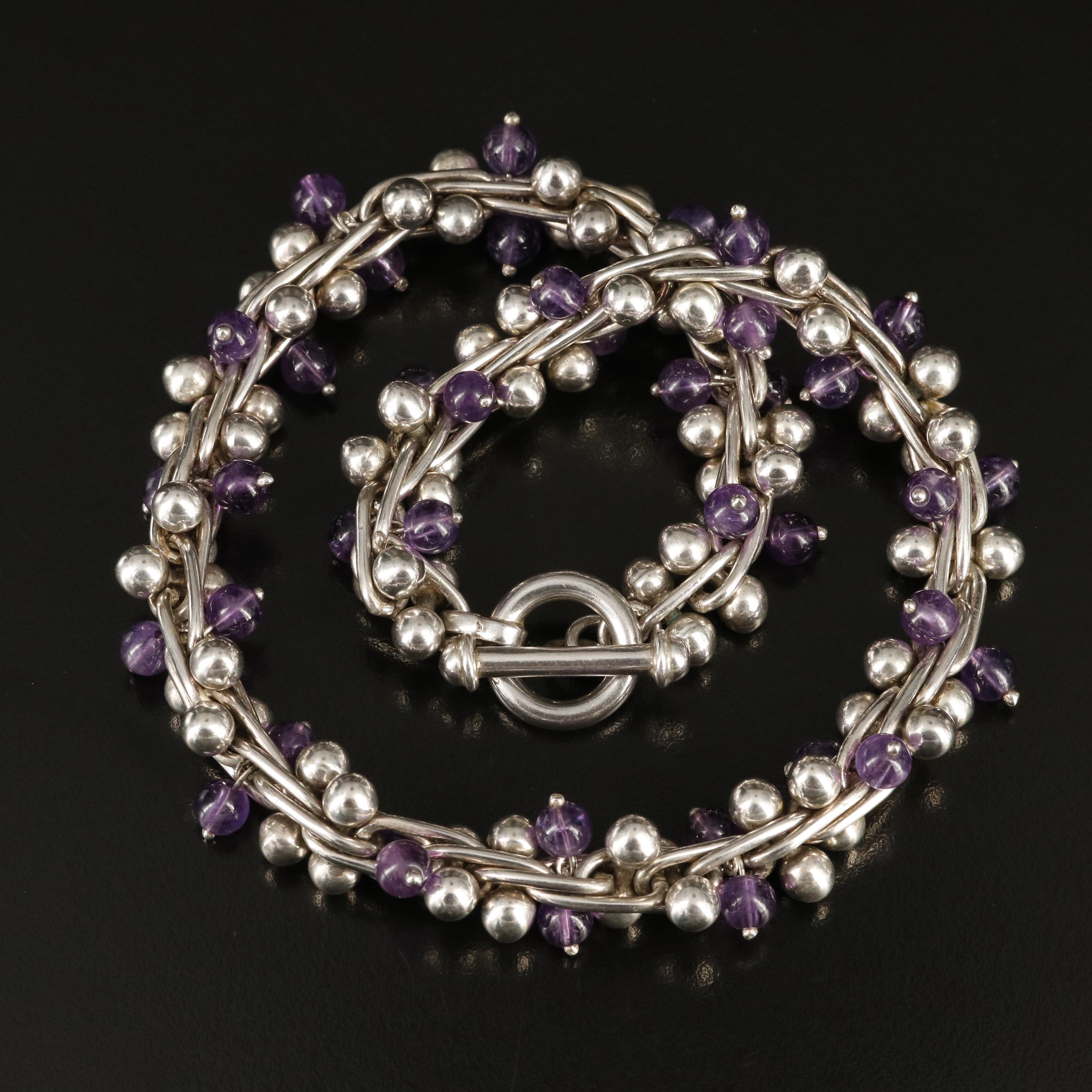 Sterling Amethyst Fringe Bead Necklace