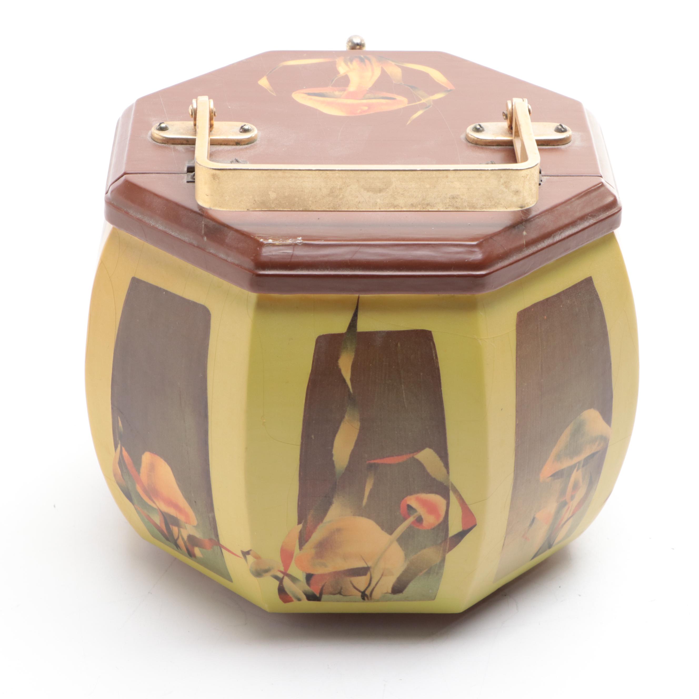 Mushroom Decoupage Wooden Box Purse