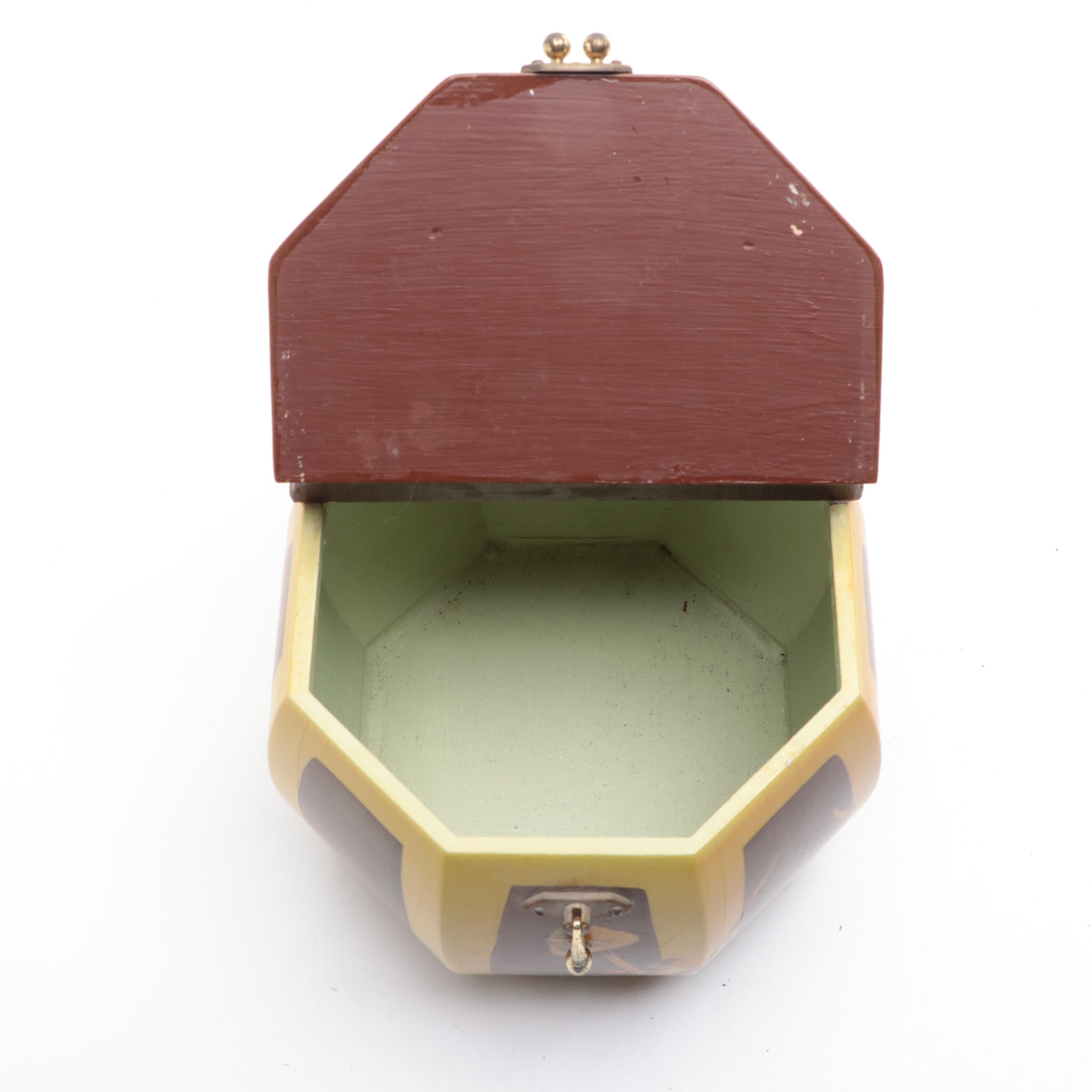 Mushroom Decoupage Wooden Box Purse