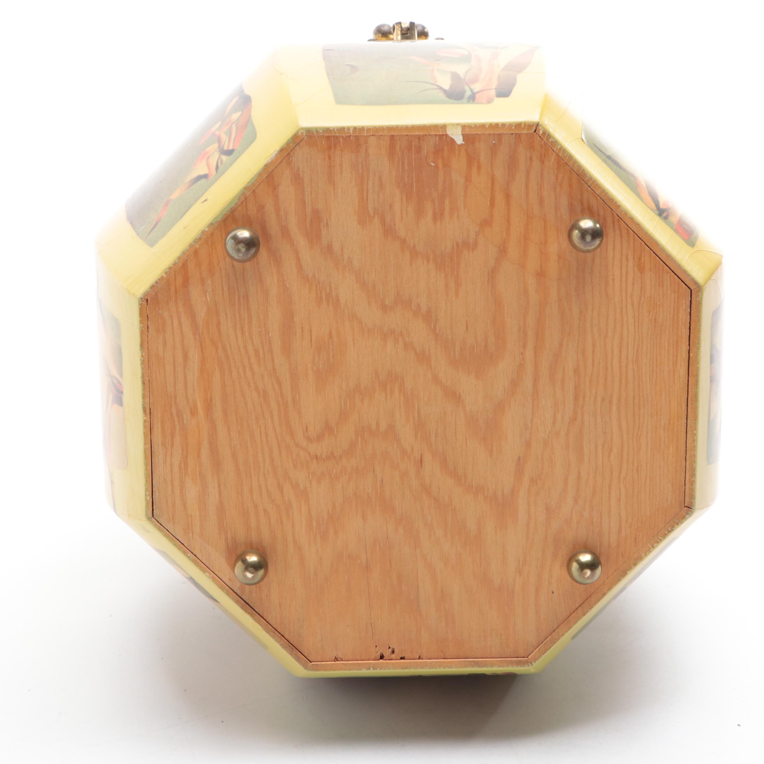 Mushroom Decoupage Wooden Box Purse