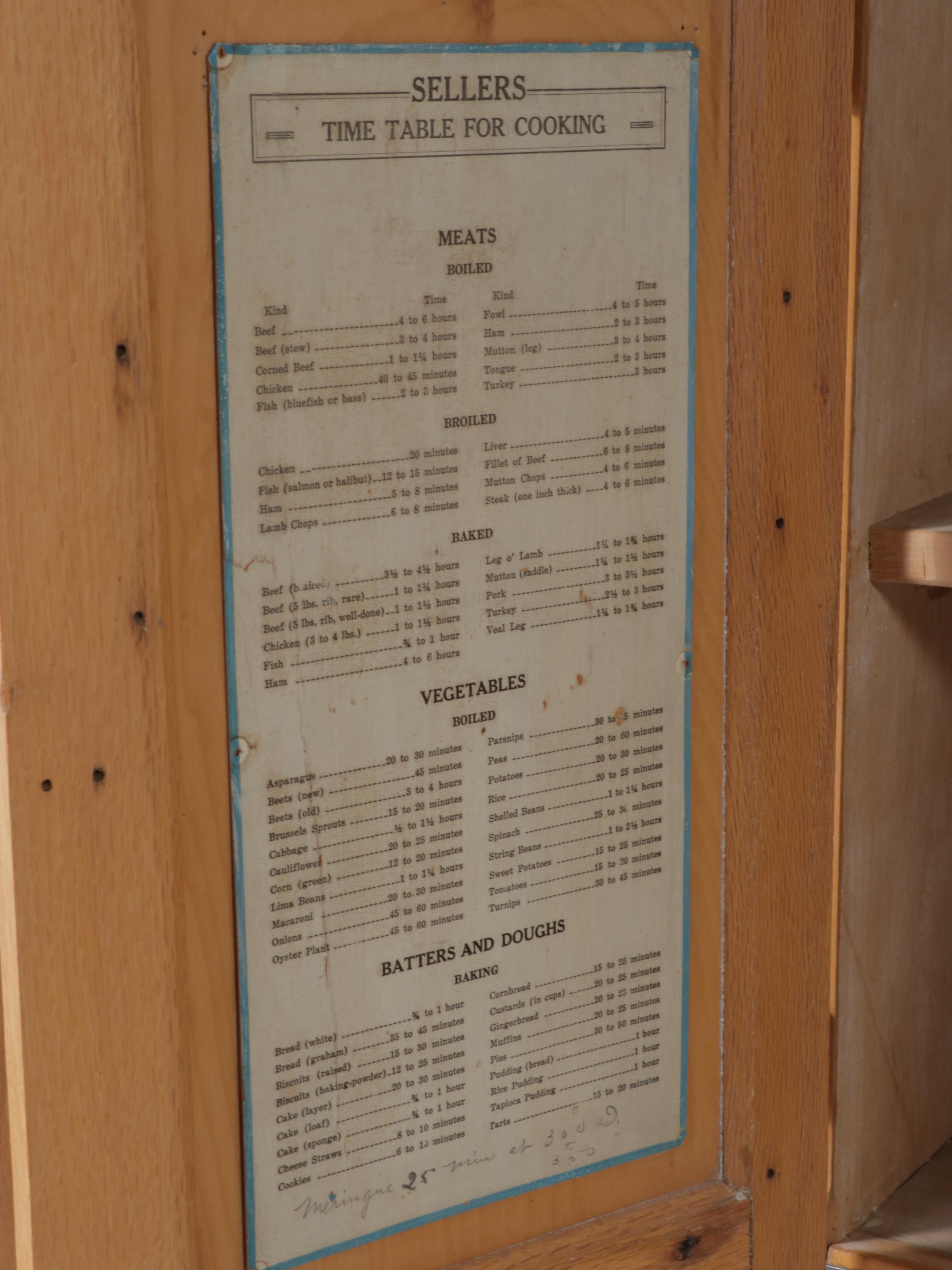 Sellers Oak and Enamel Work Top Hoosier Style Kitchen Cabinet, circa 1940