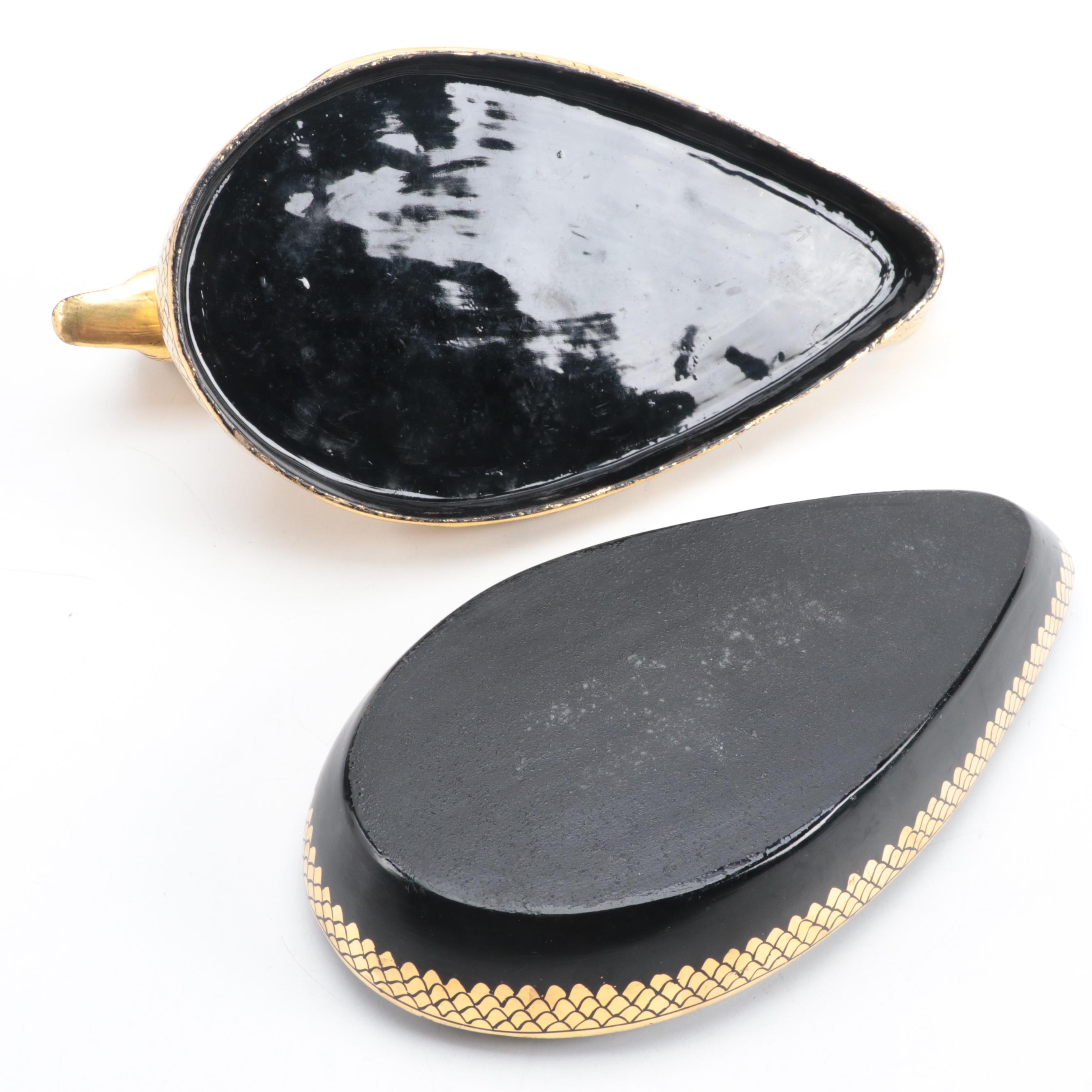 Chinese Hand-Painted Gilt Lacquerware Duck Form Box