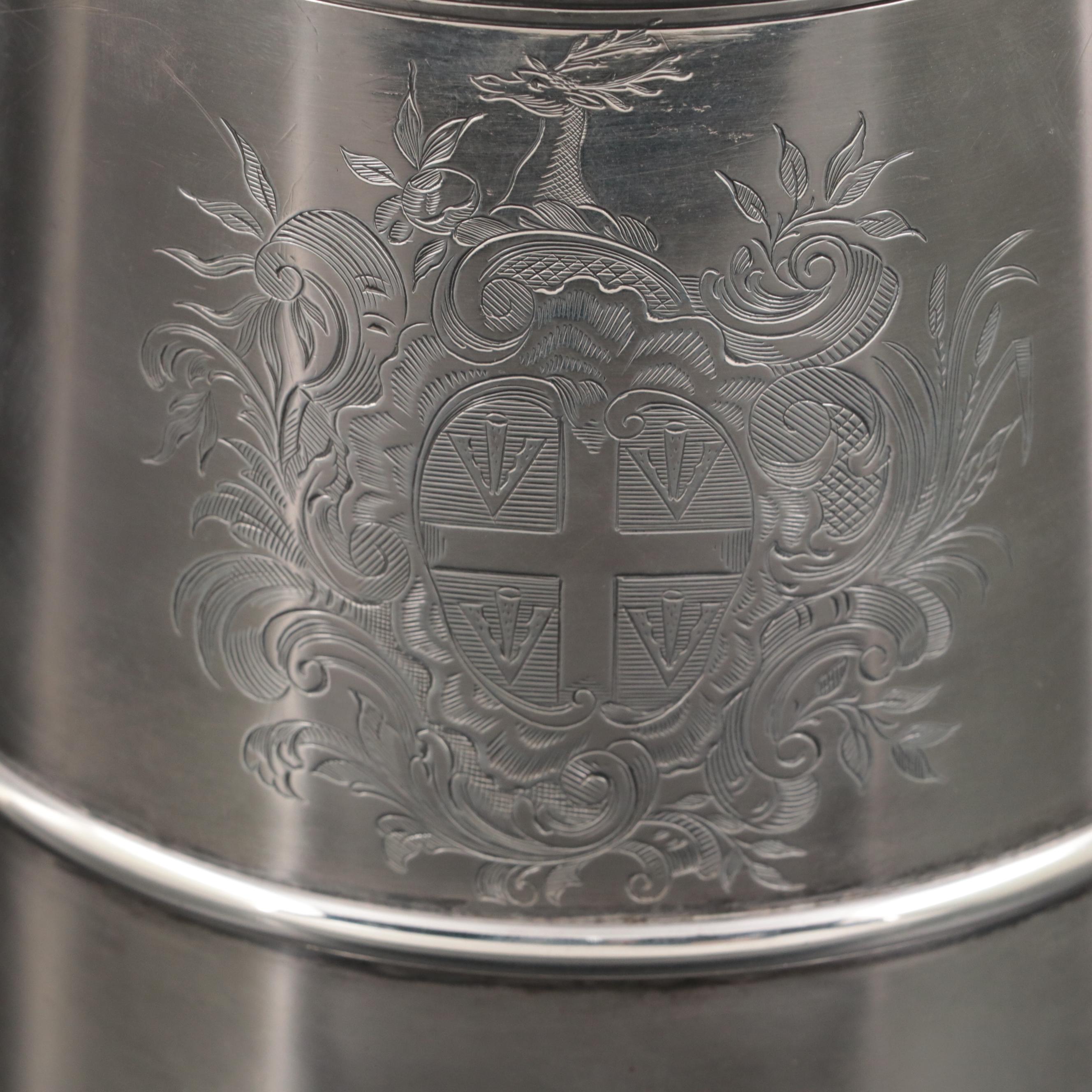 Jacob Hurd of Boston Chased Coin Silver Tankard, Mid-18th Century