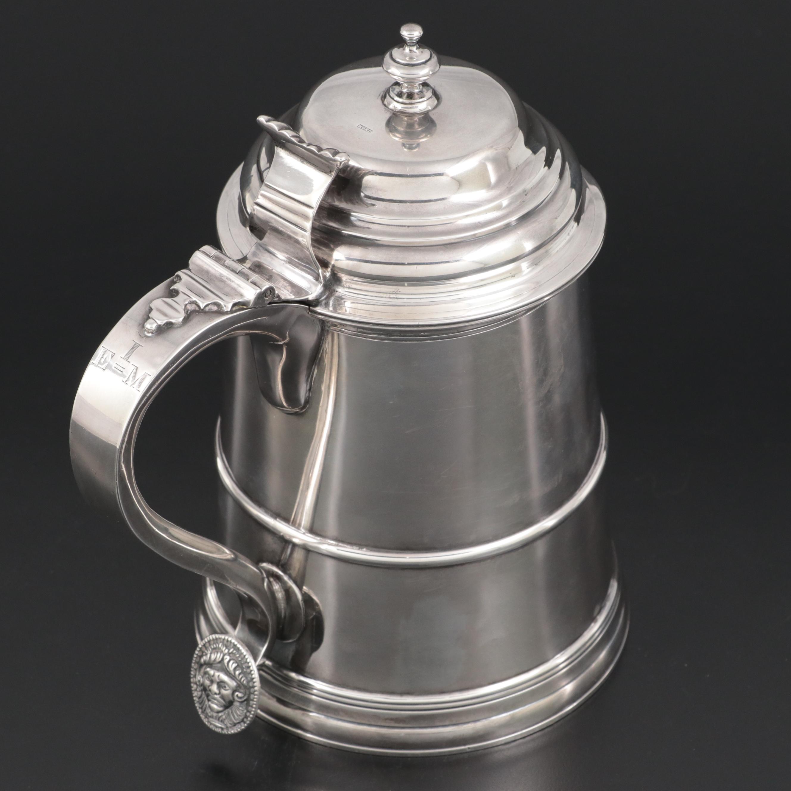 Jacob Hurd of Boston Chased Coin Silver Tankard, Mid-18th Century