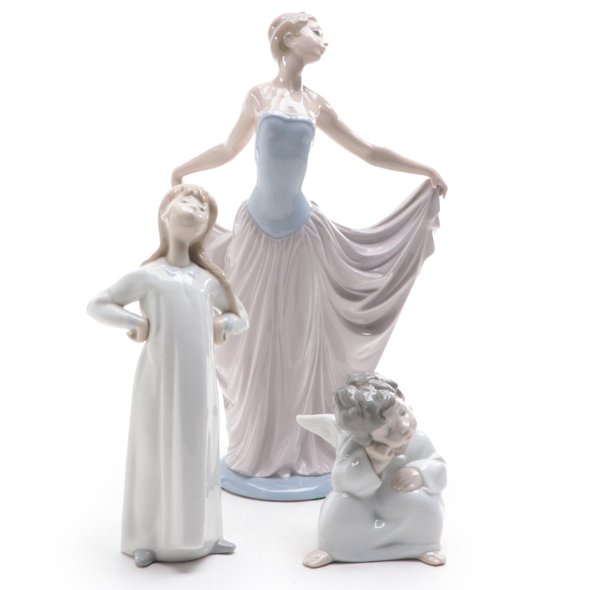 Lladró Porcelain Figurines Including "Angel Thinking"
