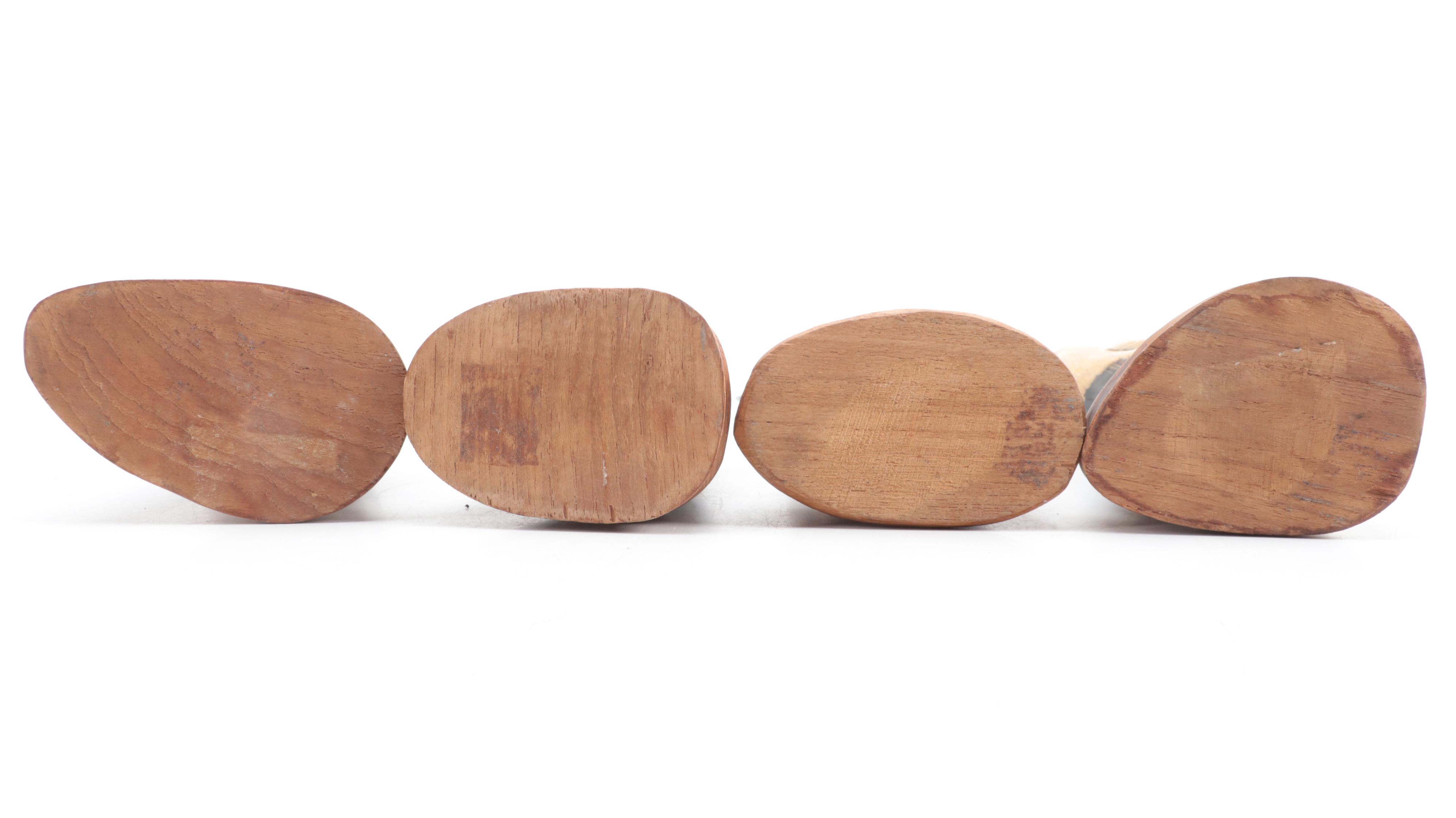 Thailand Hand-Carved Horn Birds on Wood Stands