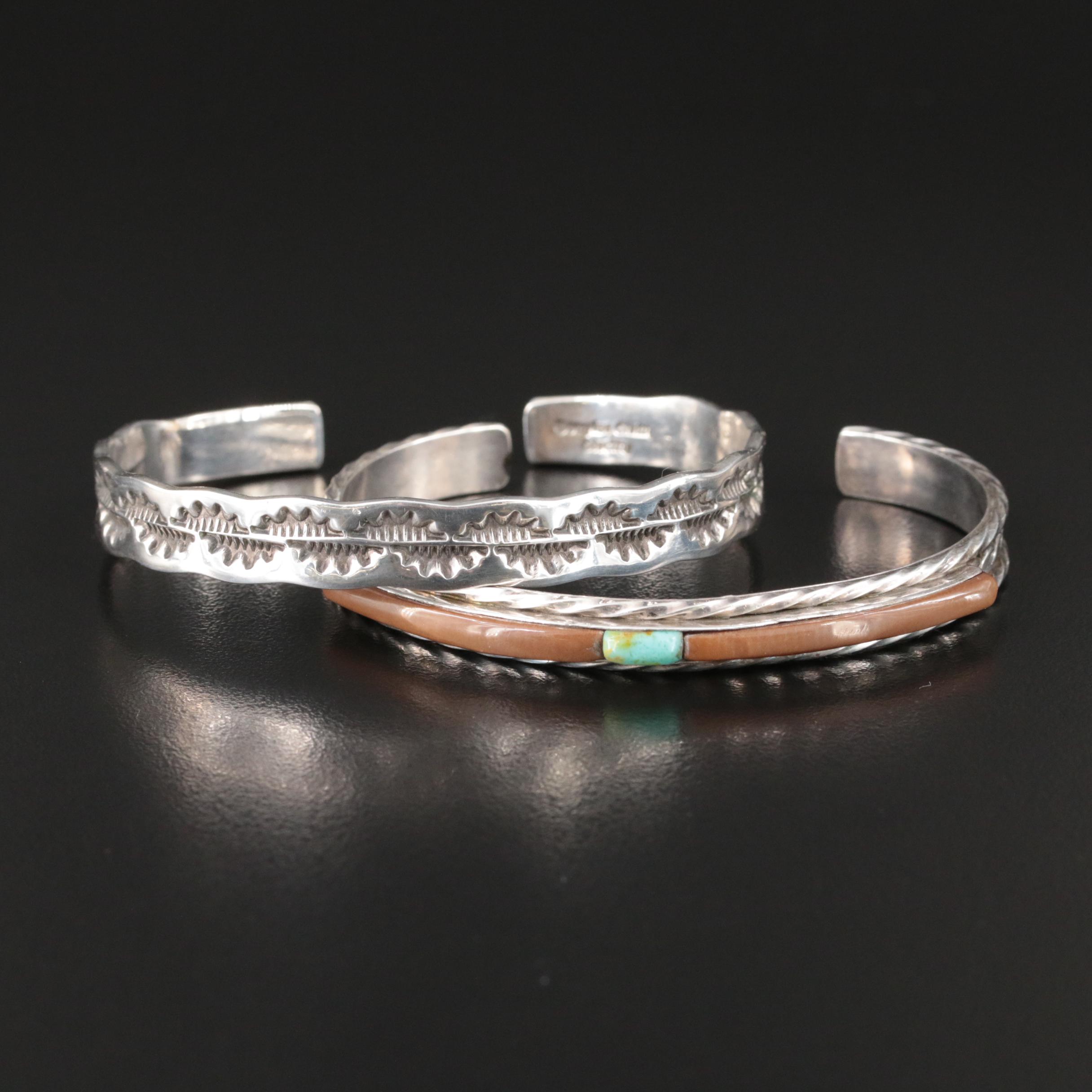 Earlene Bowannie Zuni and Douglas Etsitty Navajo Diné Sterling Cuffs