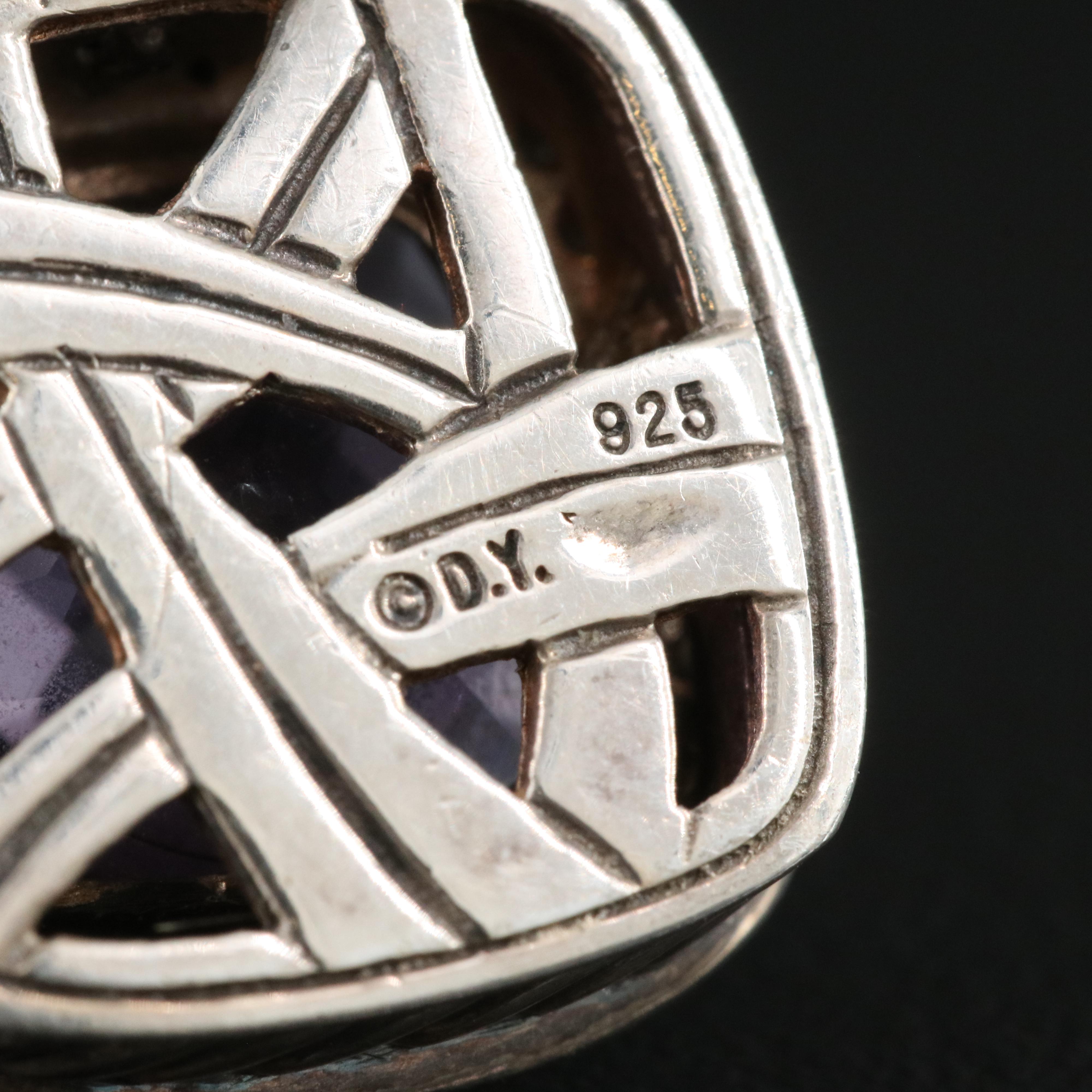 David Yurman Sterling Amethyst and Diamond Enhancer Pendant