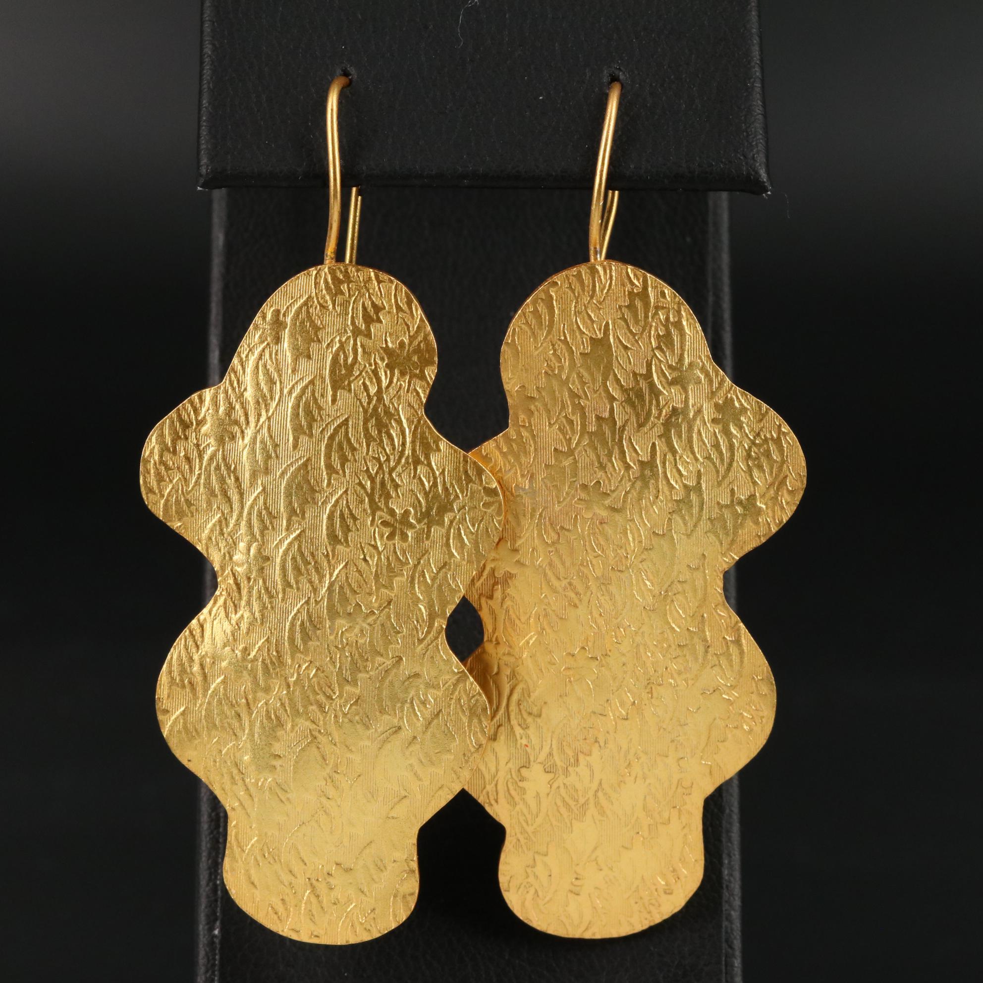 Gold-Tone Textured Drop Earrings