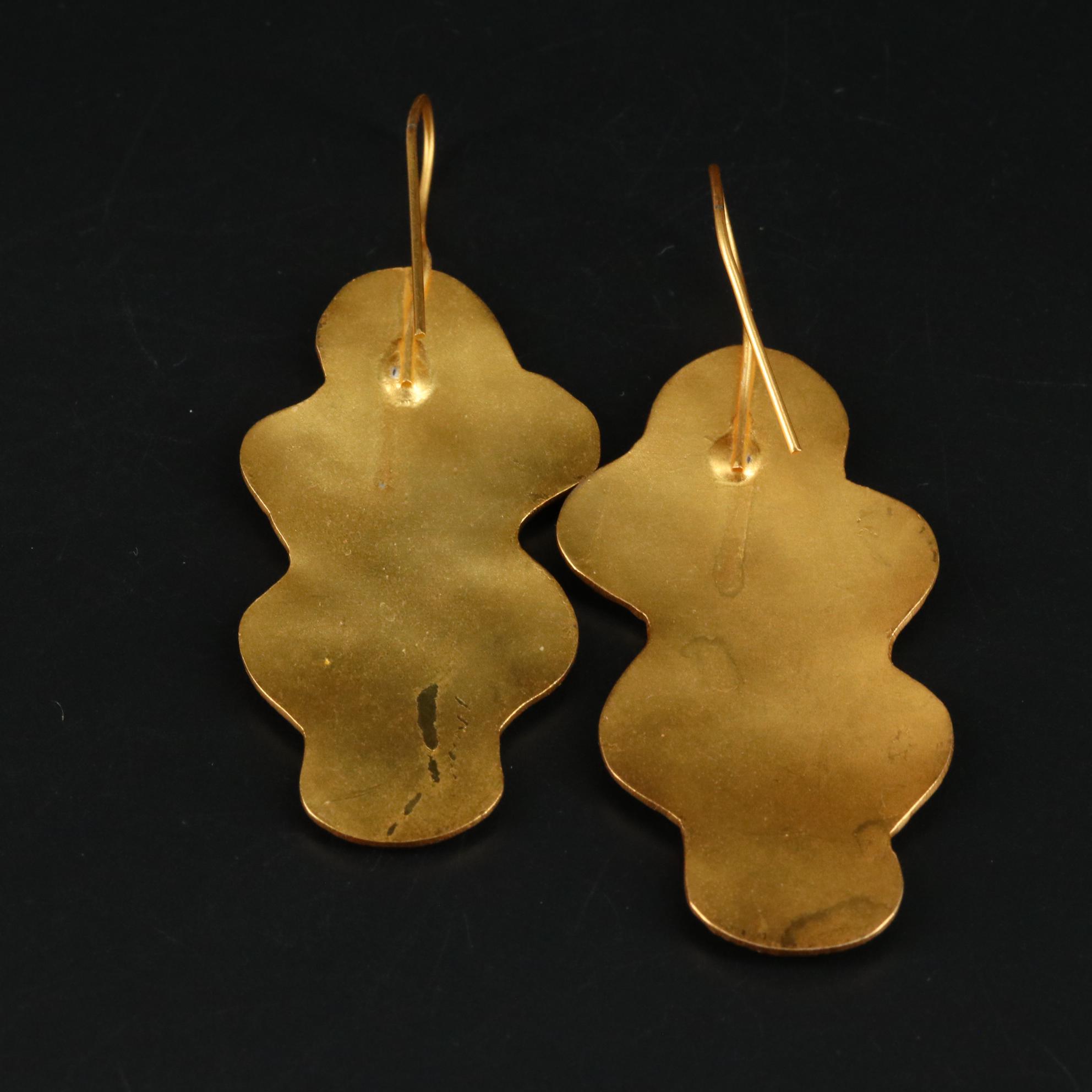 Gold-Tone Textured Drop Earrings