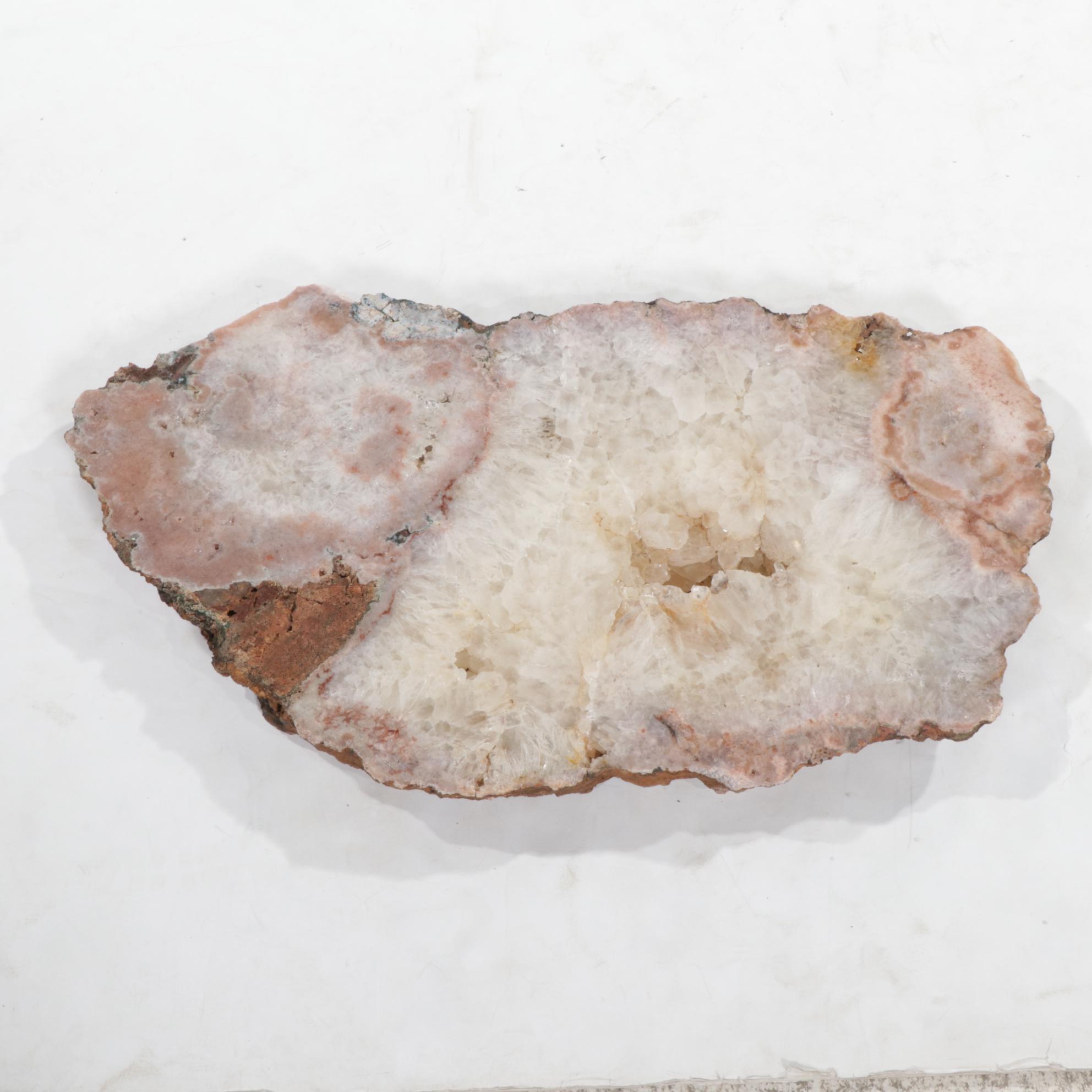 Large Cut and Polished Quartz Geode Slab