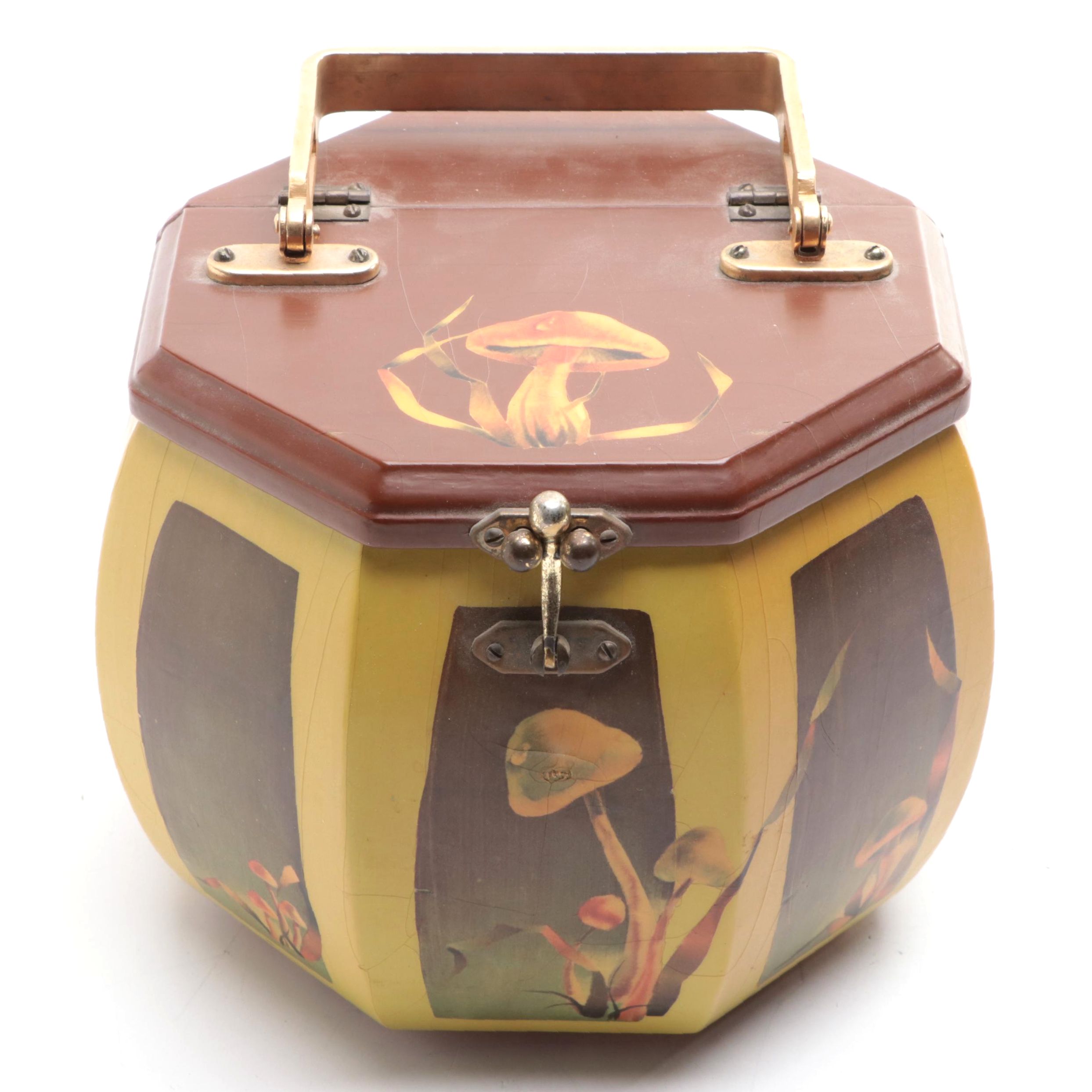Mushroom Decoupage Wooden Box Purse