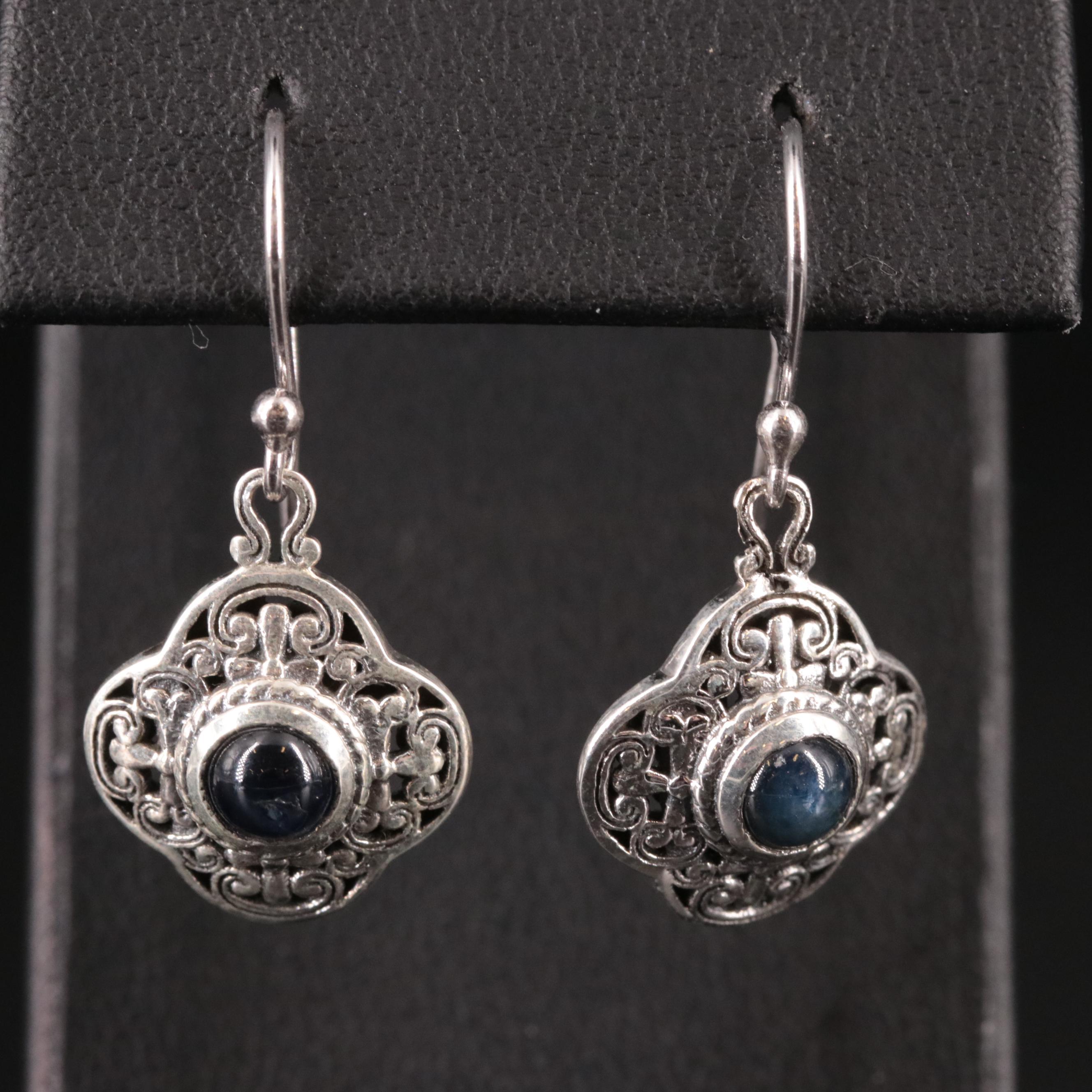 Sterling Sapphire Bali Style Earrings