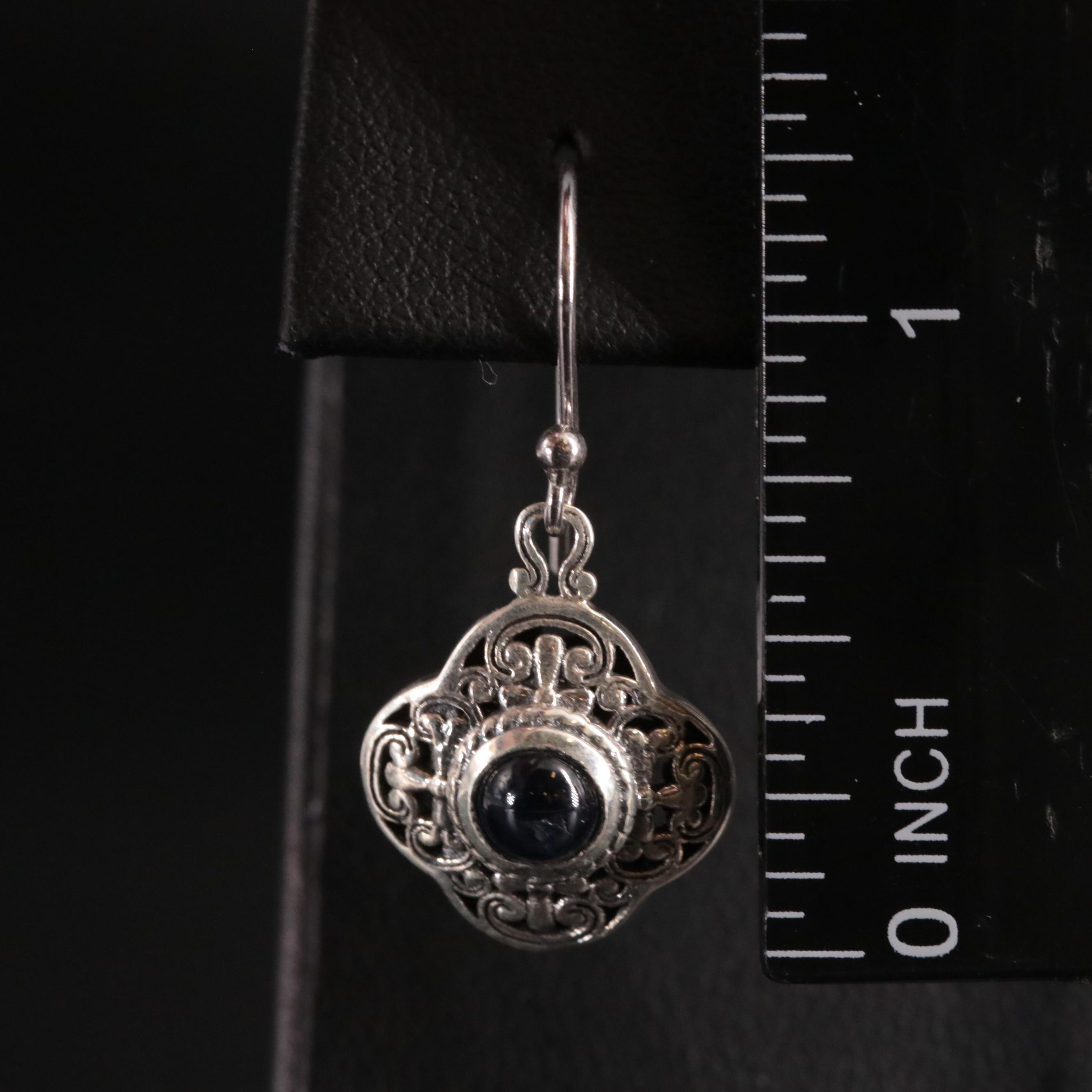 Sterling Sapphire Bali Style Earrings