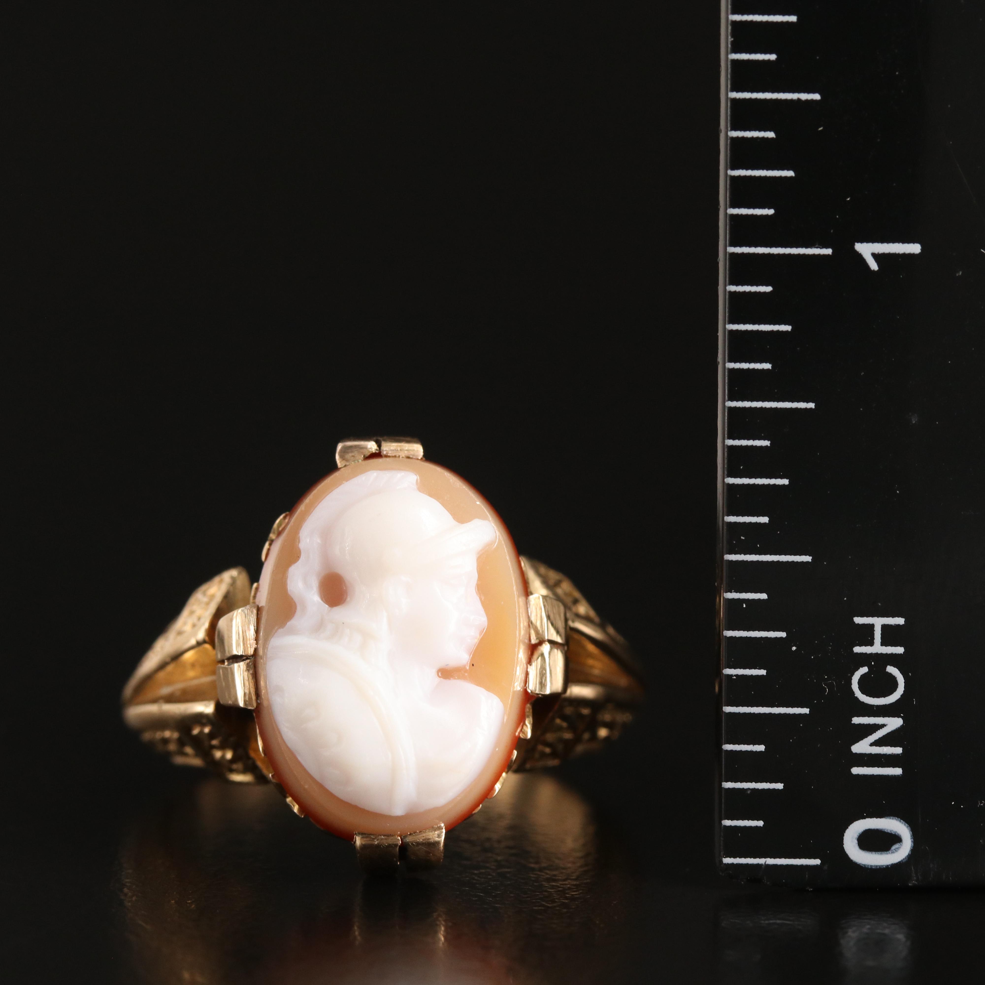 Victorian 18K Sardonyx Roman Soldier Cameo Ring