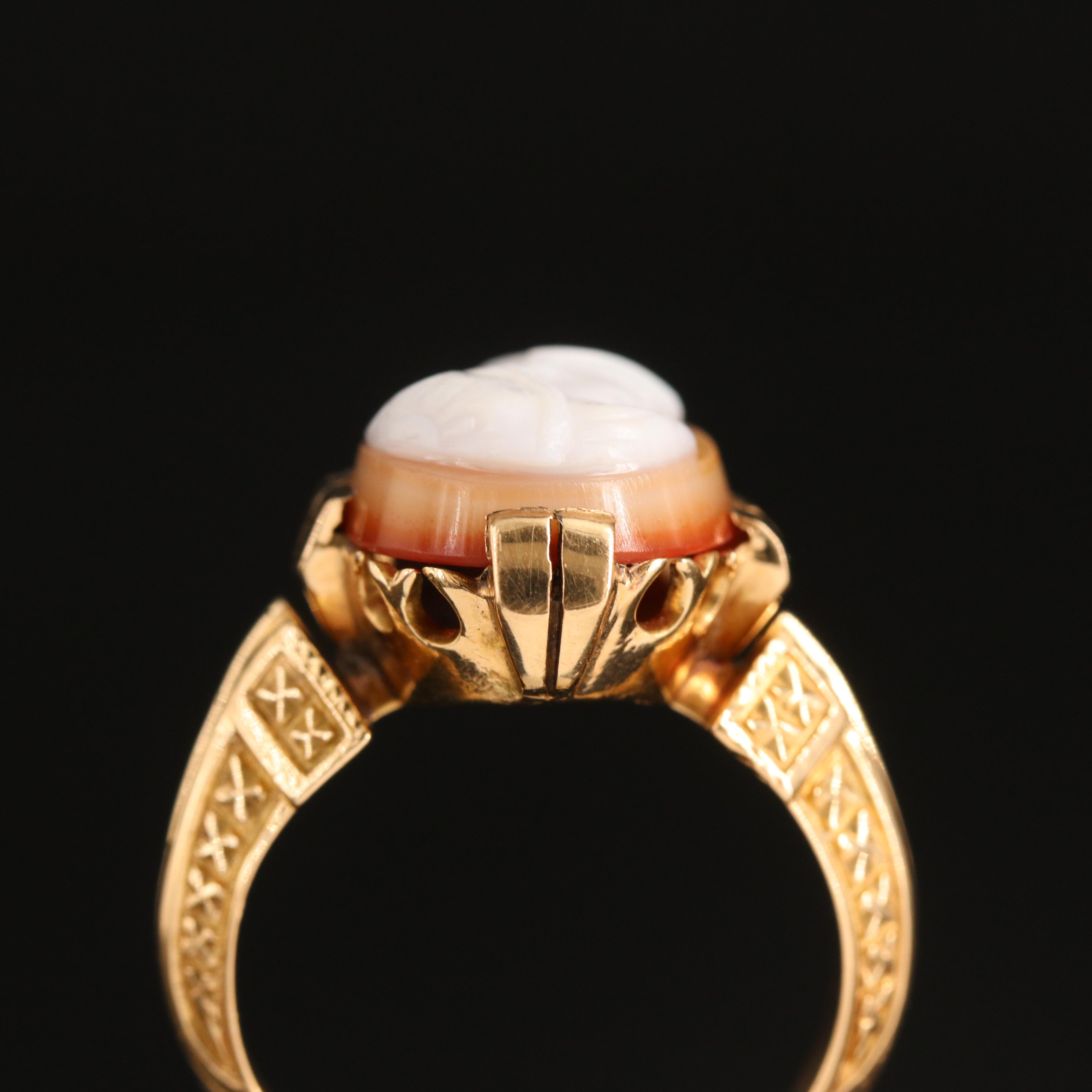 Victorian 18K Sardonyx Roman Soldier Cameo Ring