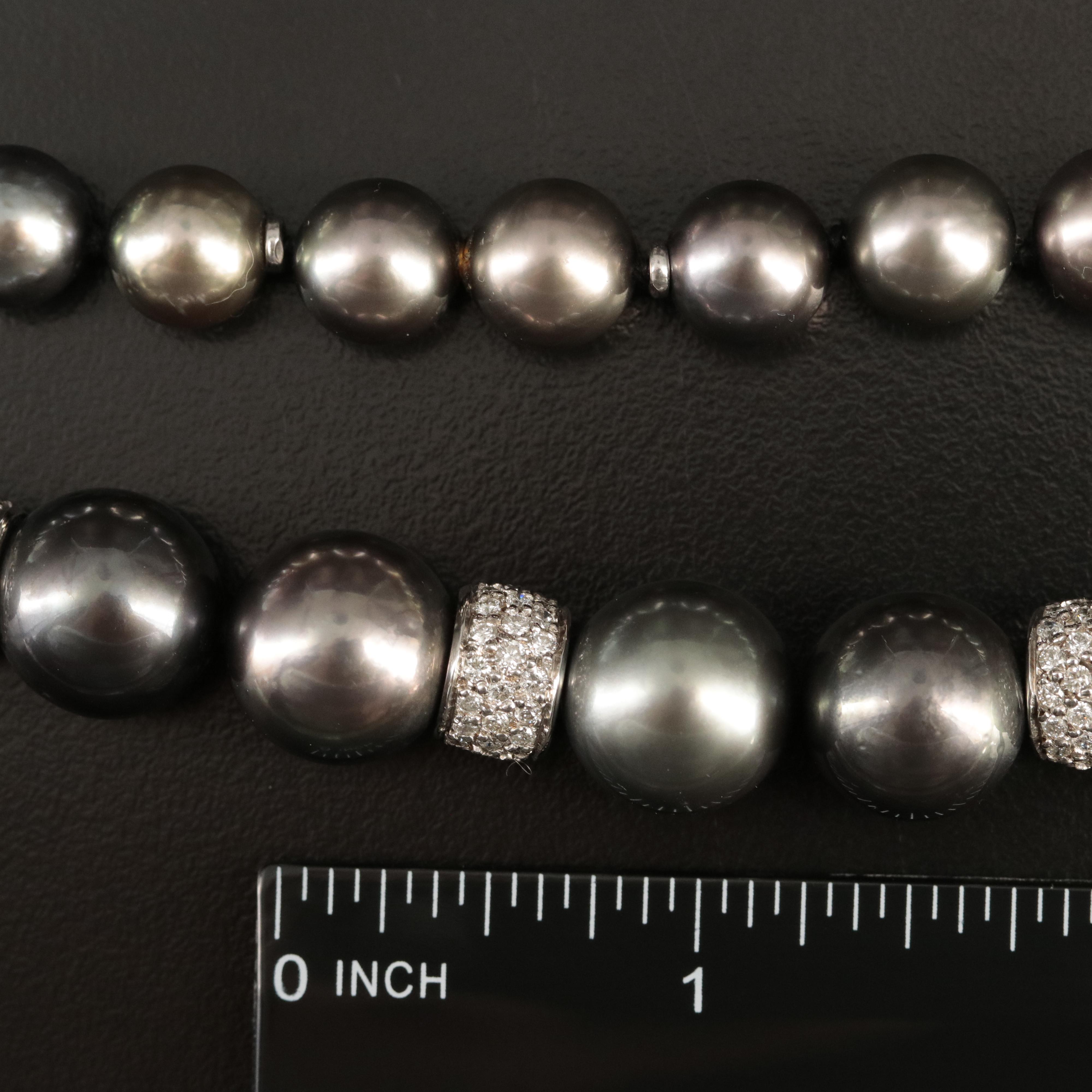 Graduated 10.00 - 14.00 mm Pearl and 4.52 CTW Diamond Station Necklace