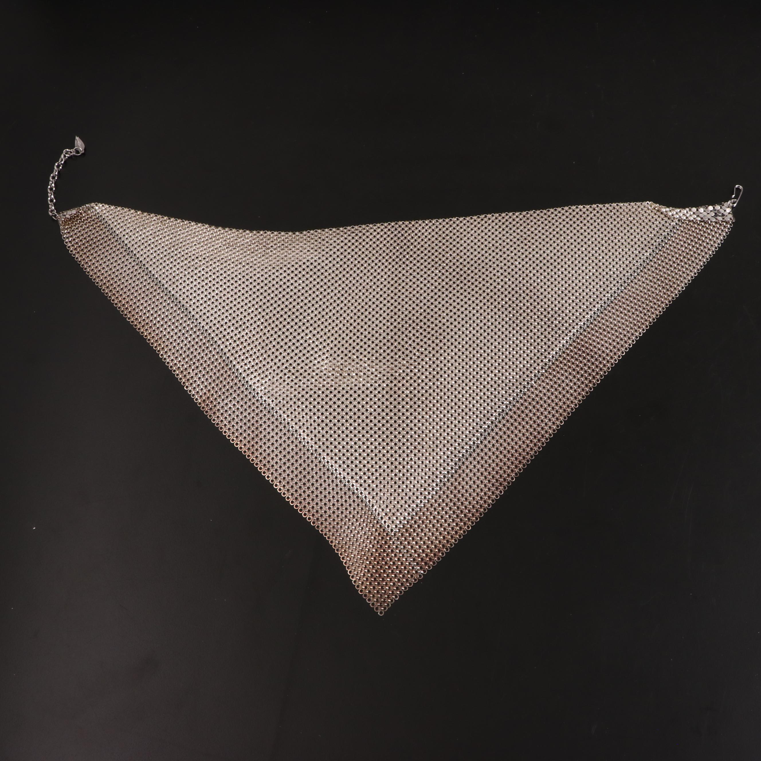 Whiting & Davis Metal Mesh Bandana Necklace and Earrings with Gloves