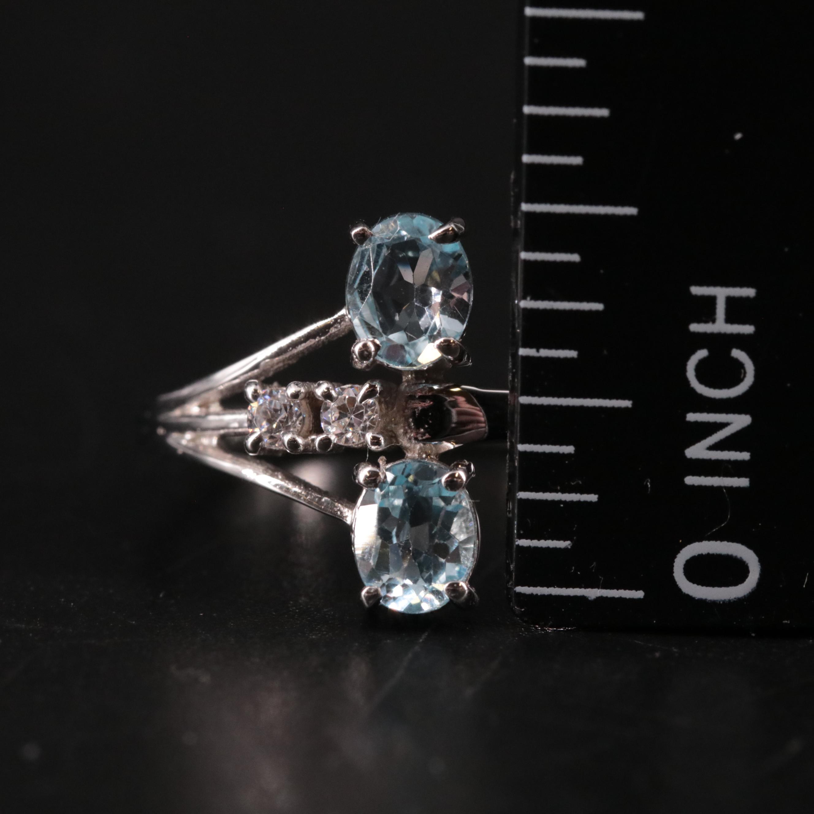 Sterling Topaz and Cubic Zirconia Ring