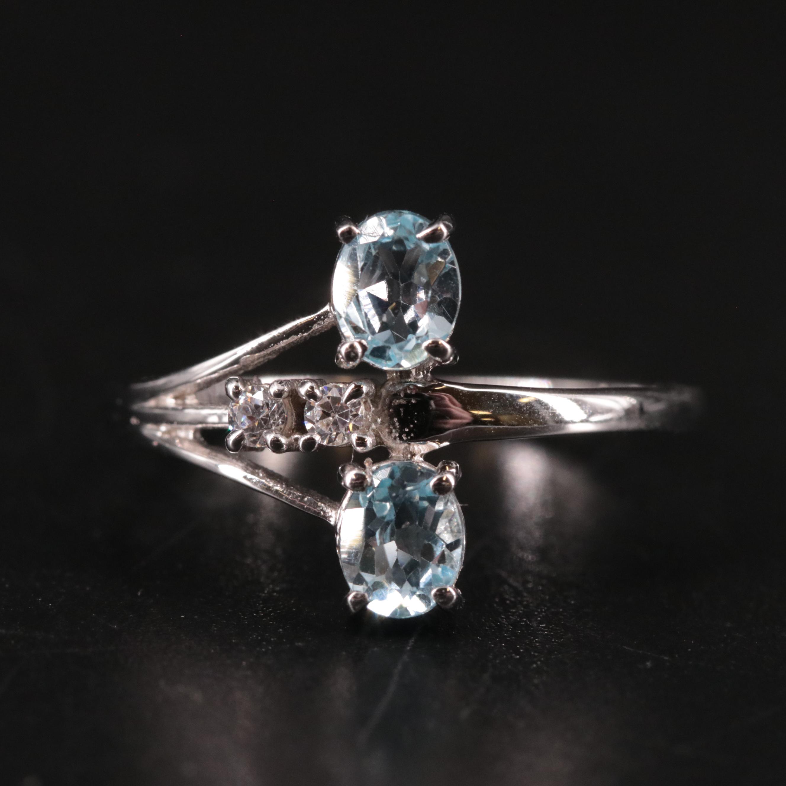 Sterling Topaz and Cubic Zirconia Ring