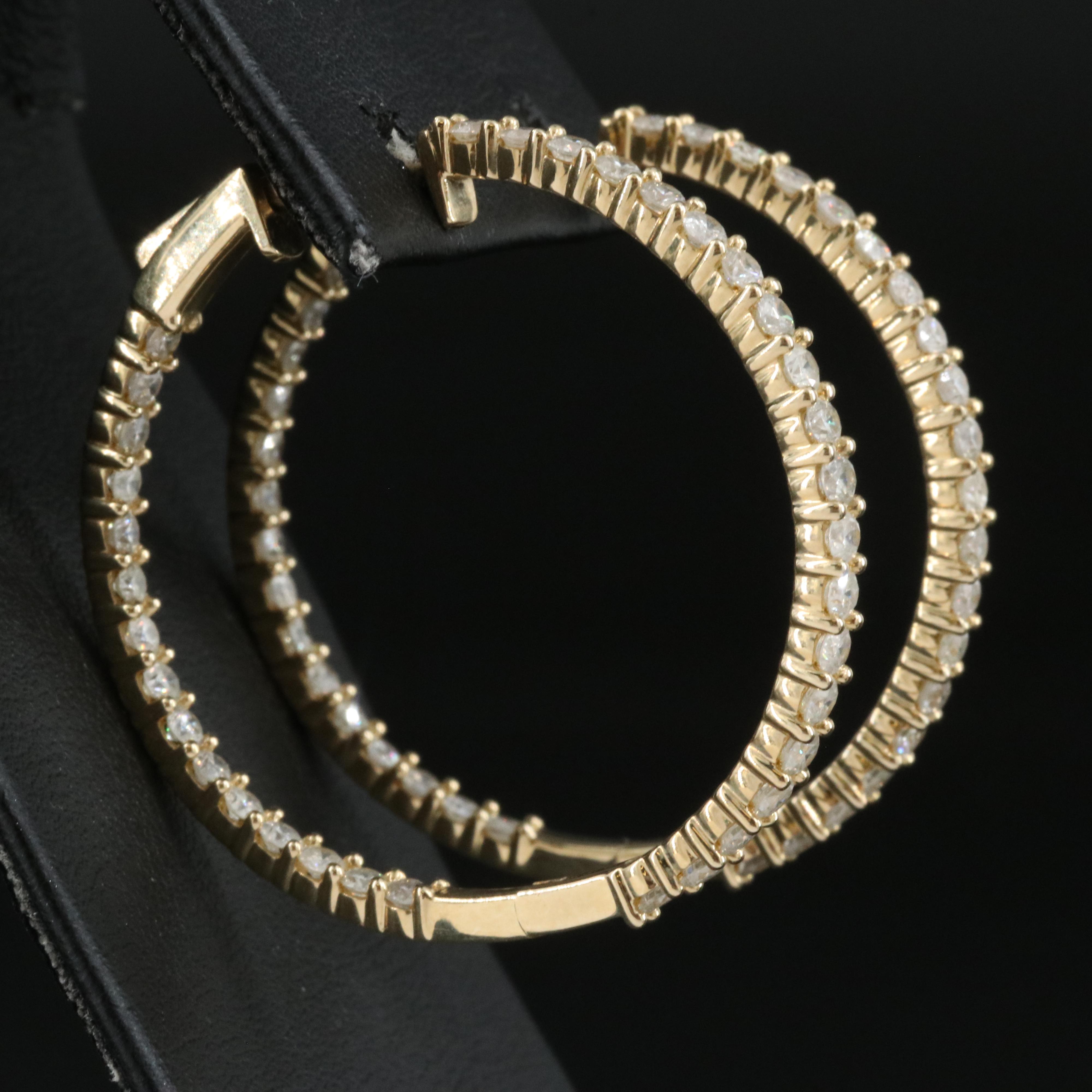 14K 3.04 CTW Diamond Inside-Out Hoop Earrings