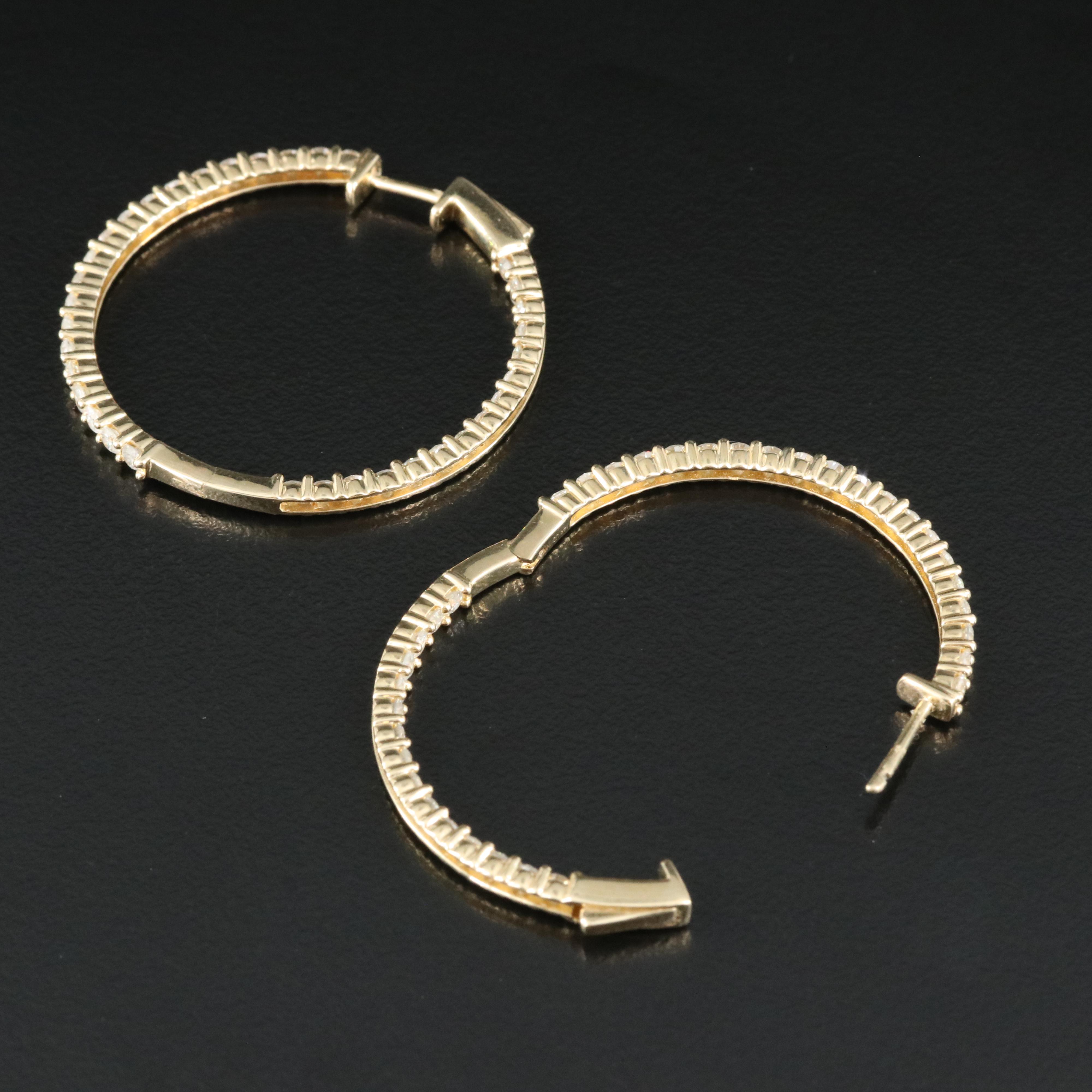 14K 3.04 CTW Diamond Inside-Out Hoop Earrings