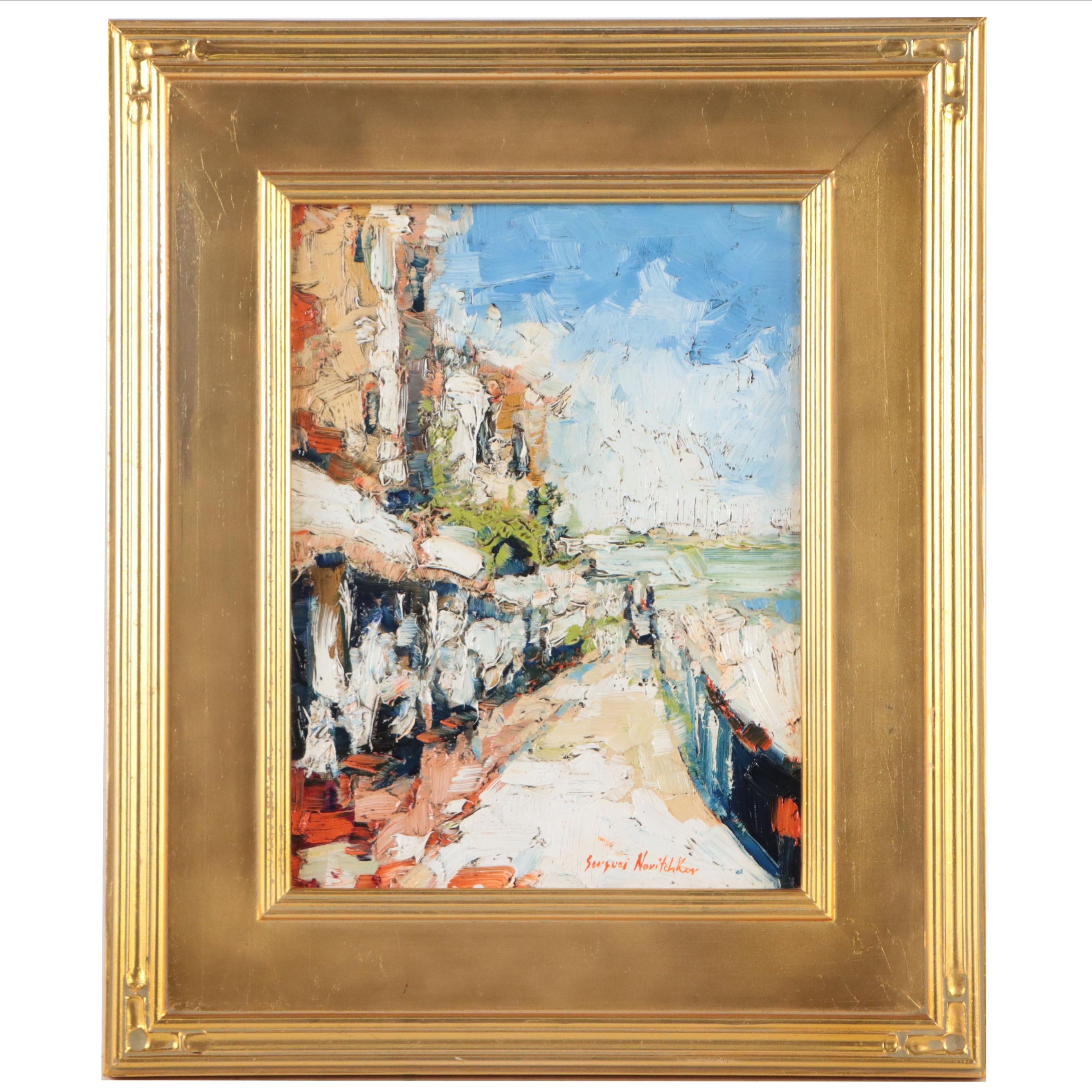 Serguei Novitchkov Street Scene Oil Painting "Genoa, Italy," 2023