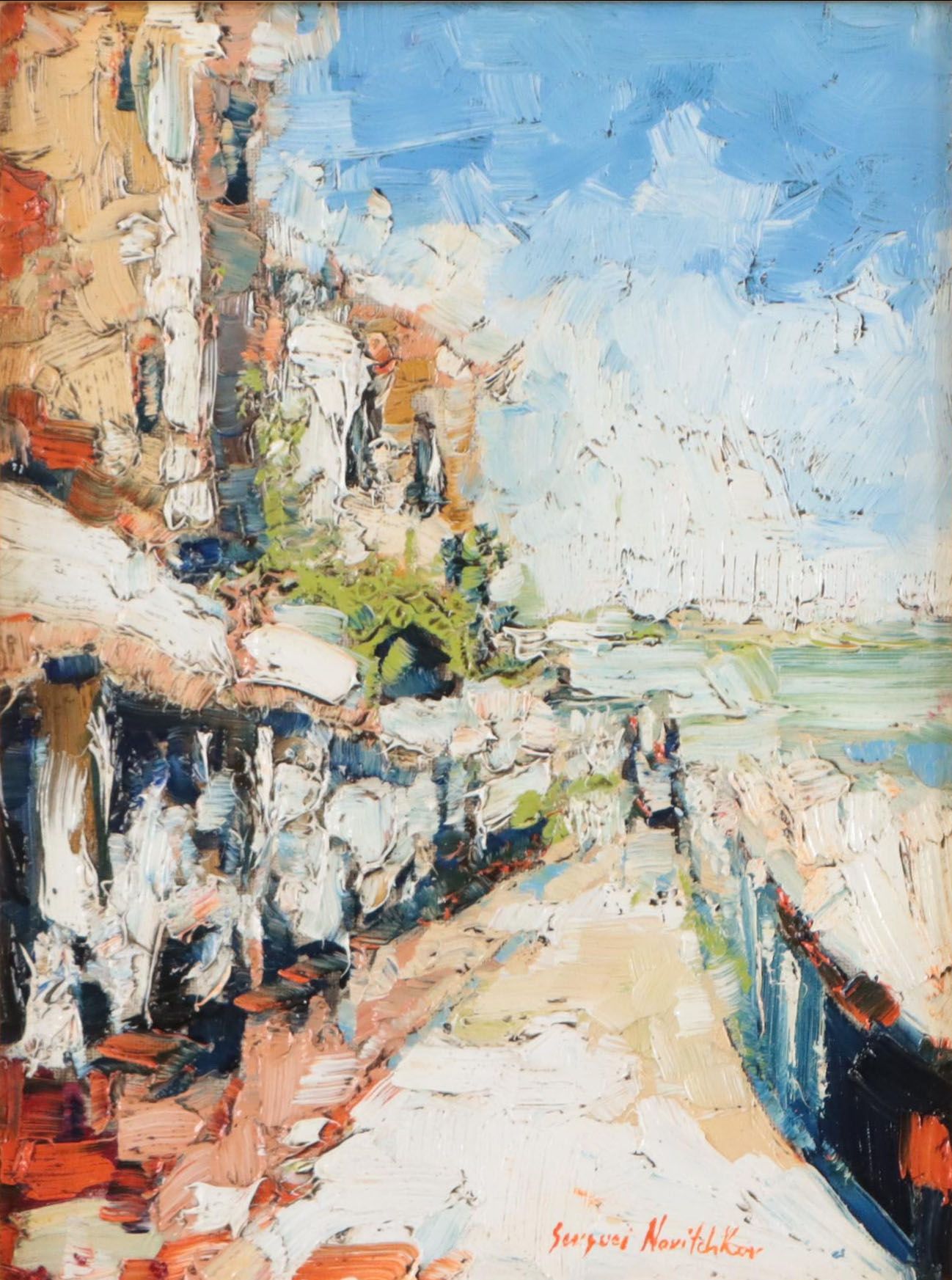 Serguei Novitchkov Street Scene Oil Painting "Genoa, Italy," 2023