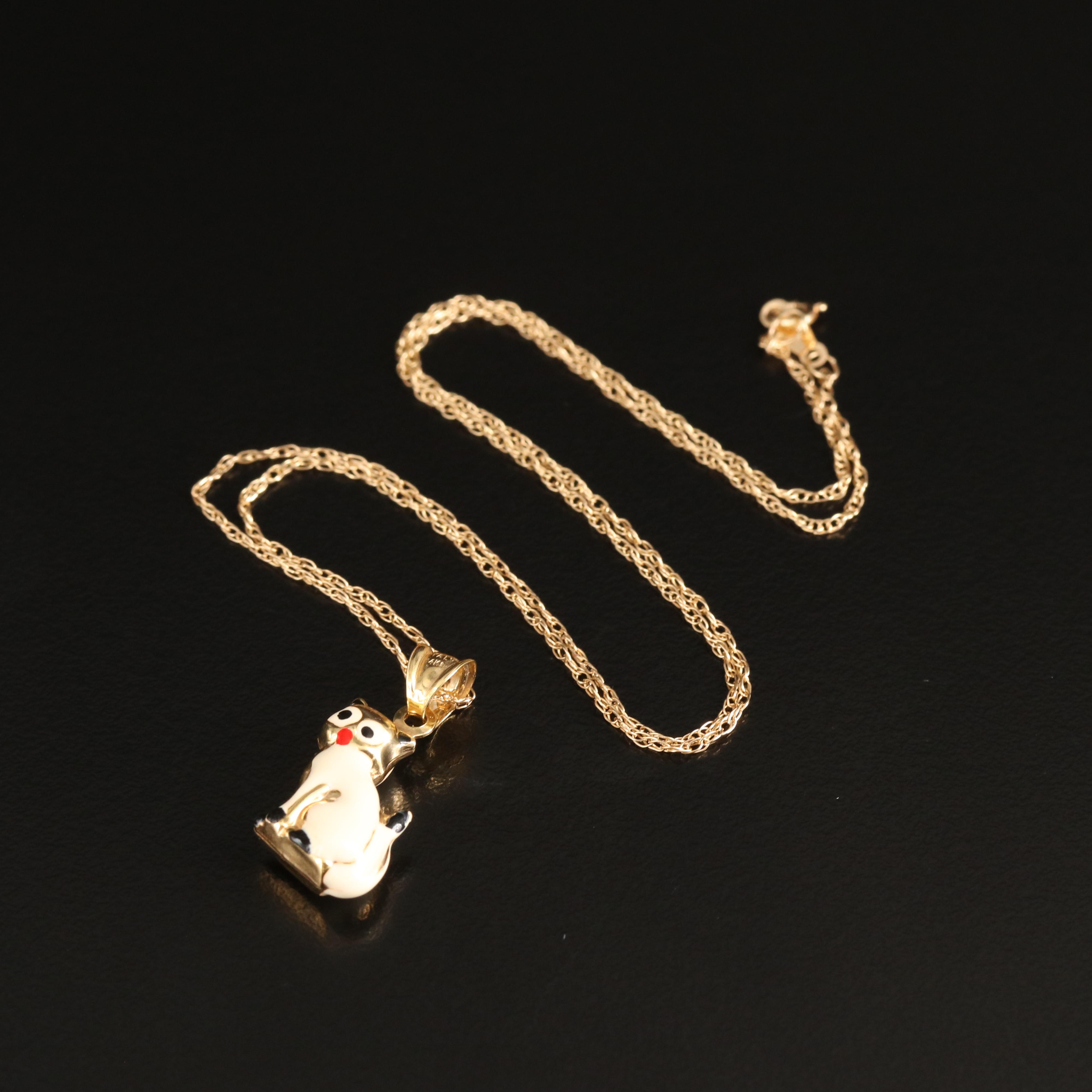 14K Siamese Cat Pendant Necklace
