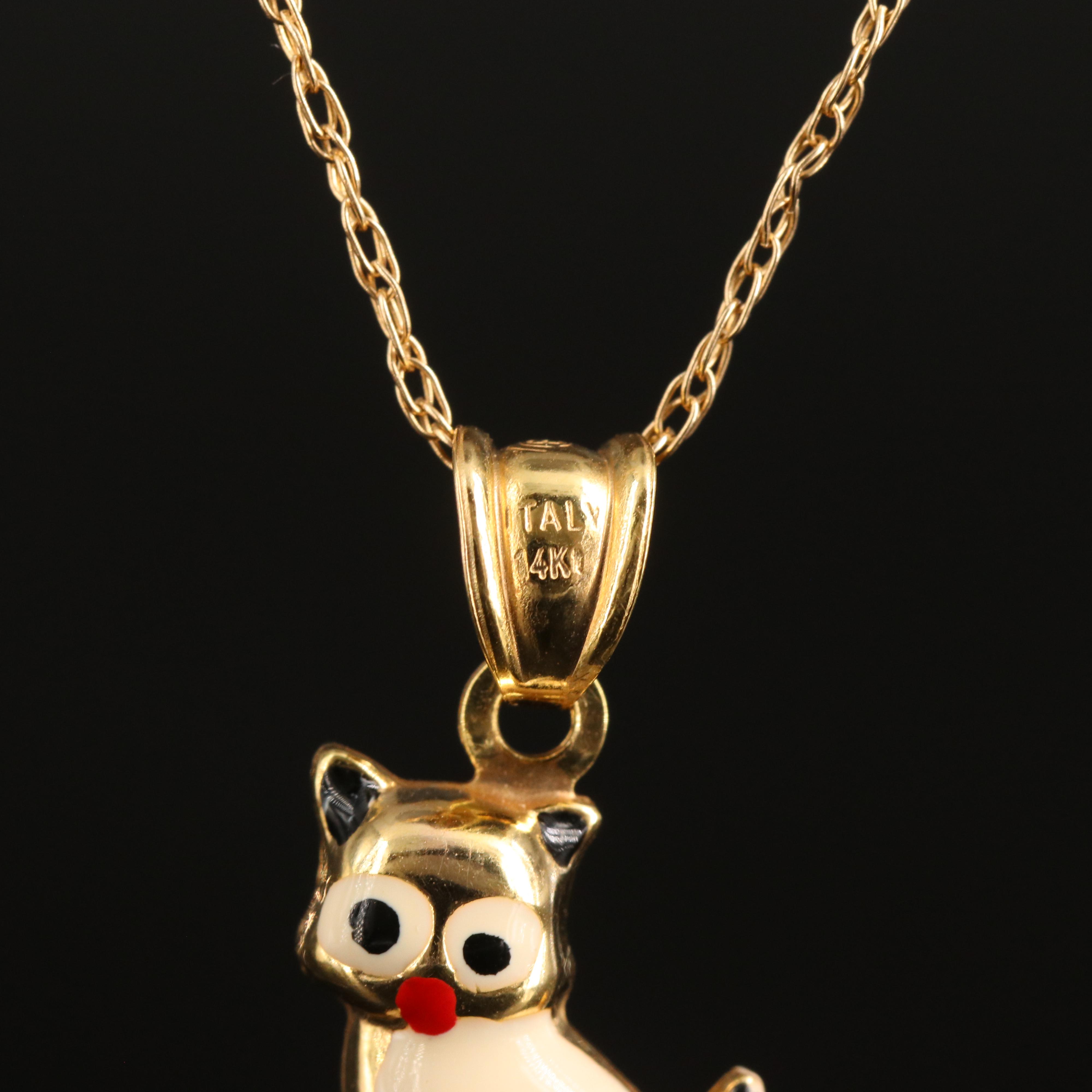 14K Siamese Cat Pendant Necklace