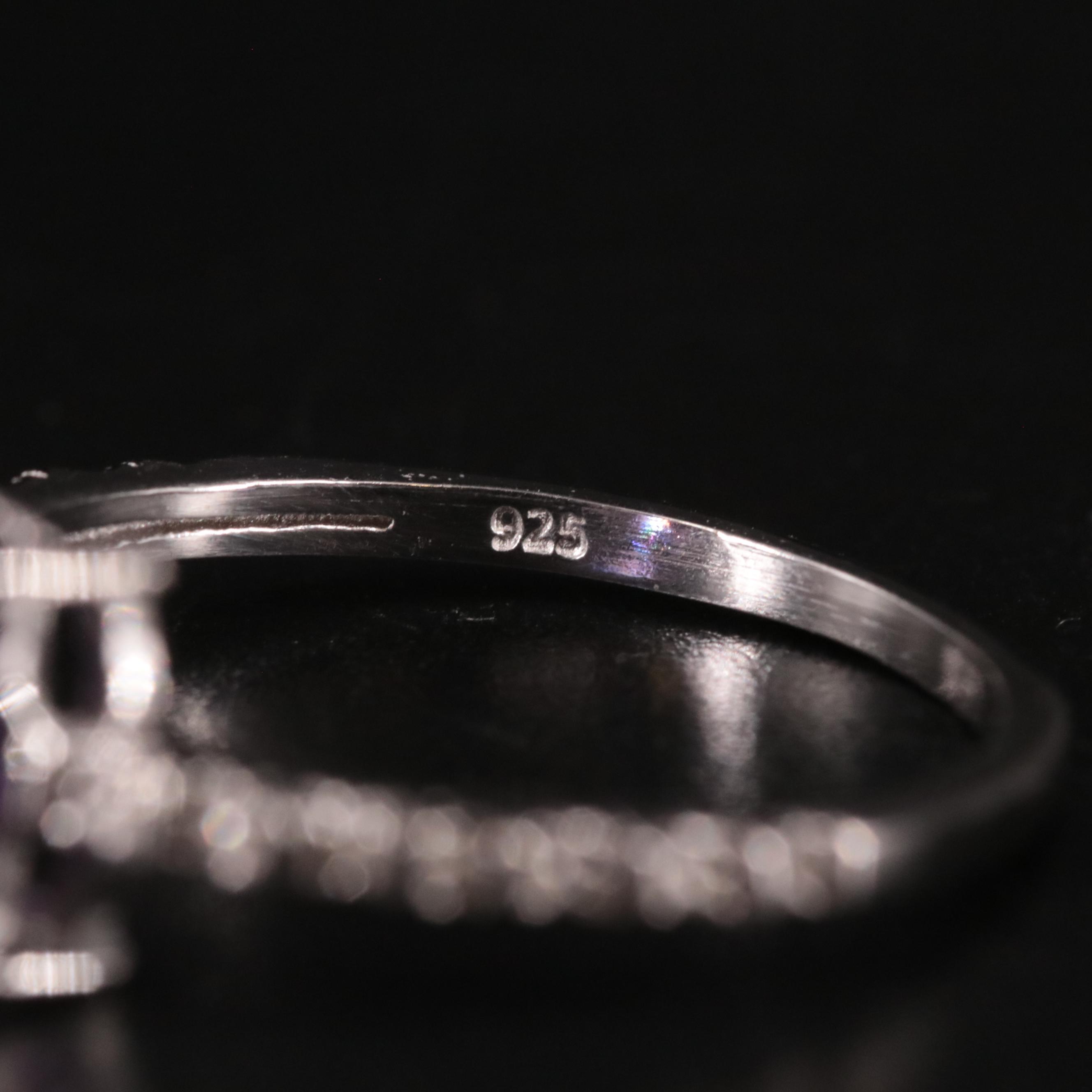 Sterling Amethyst and Diamond Ring