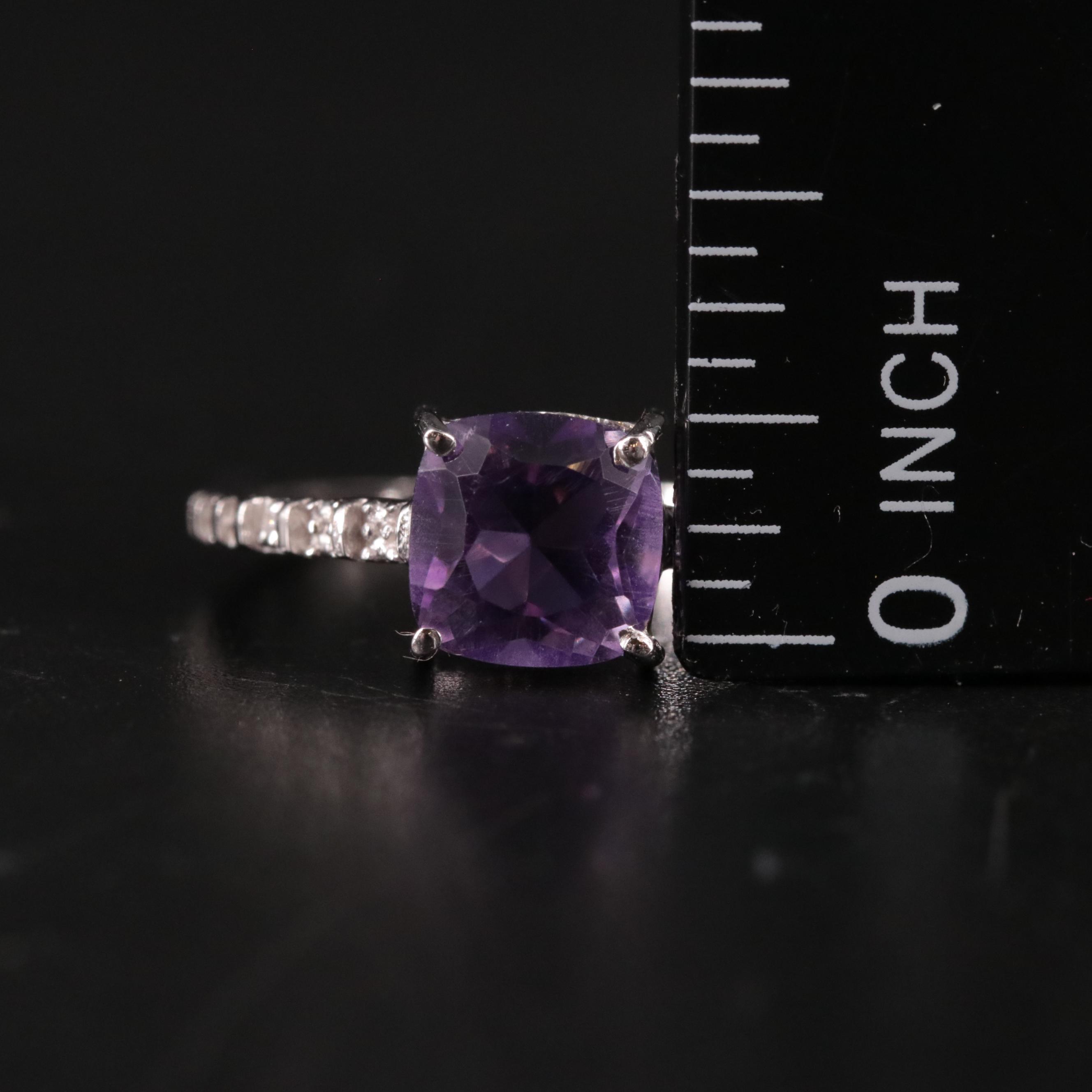 Sterling Amethyst and Diamond Ring