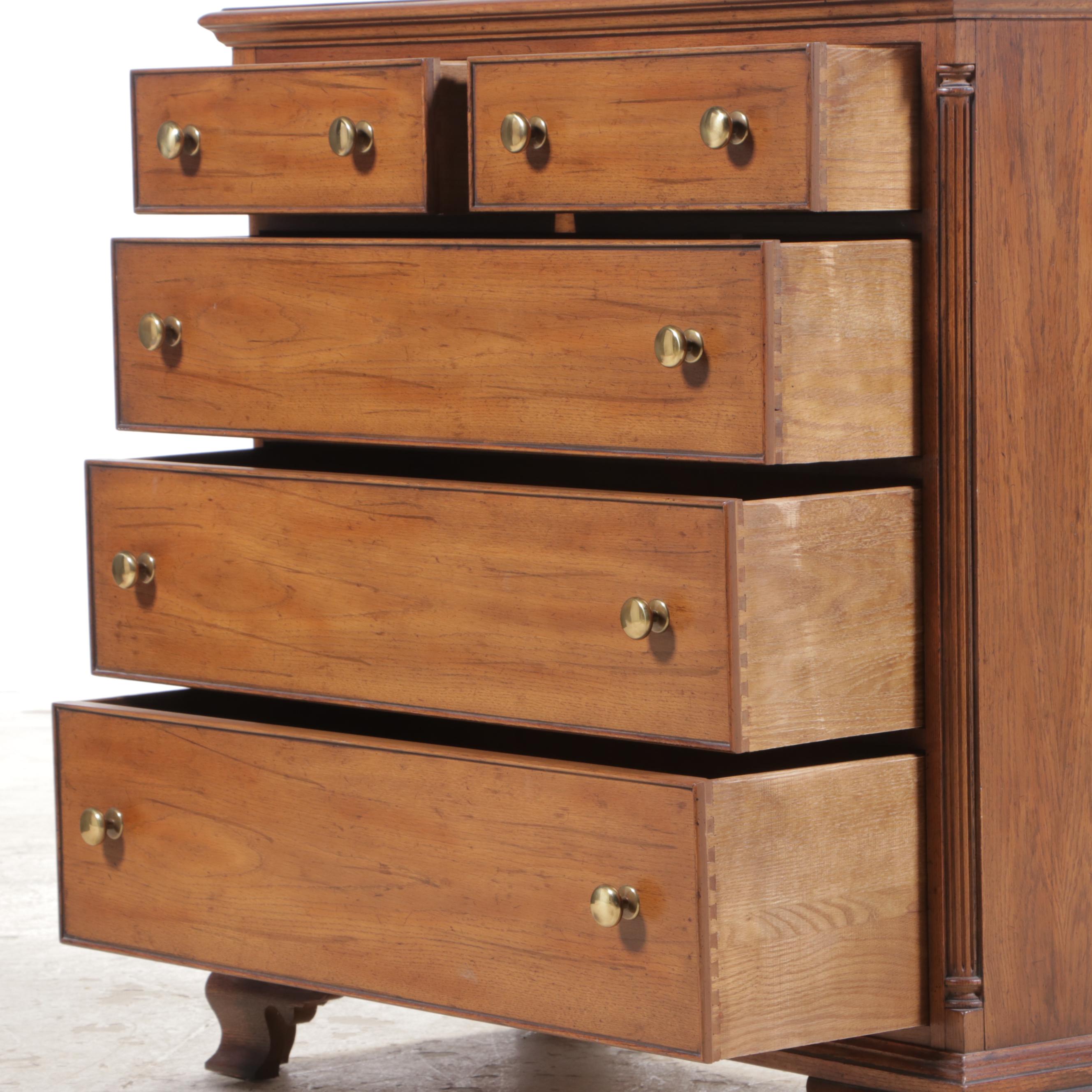 Century Furniture George III Style Oak Five-Drawer Chest, Late 20th Century