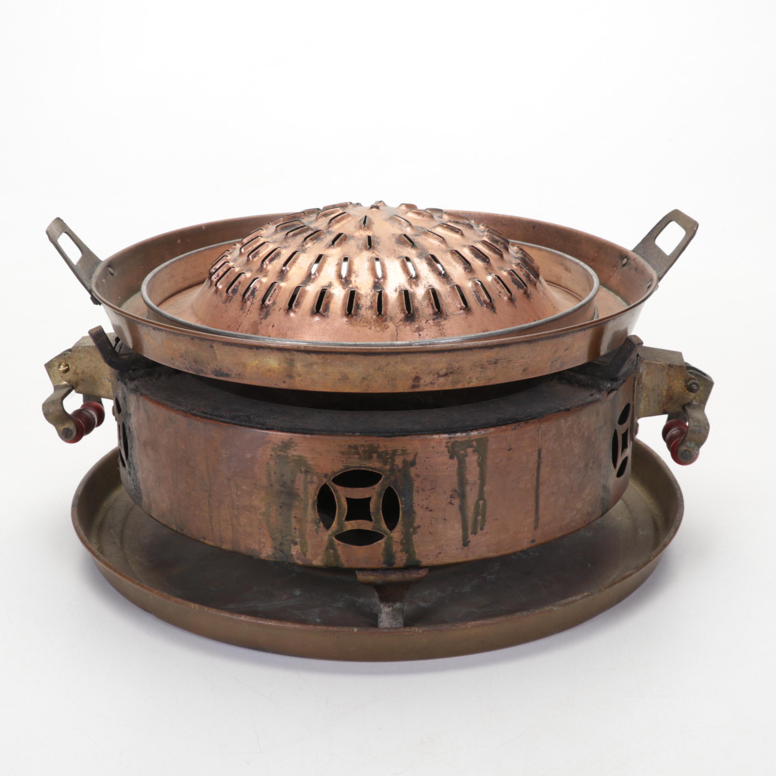 Korean Tabletop Copper Barbecue Grill, 20th Century