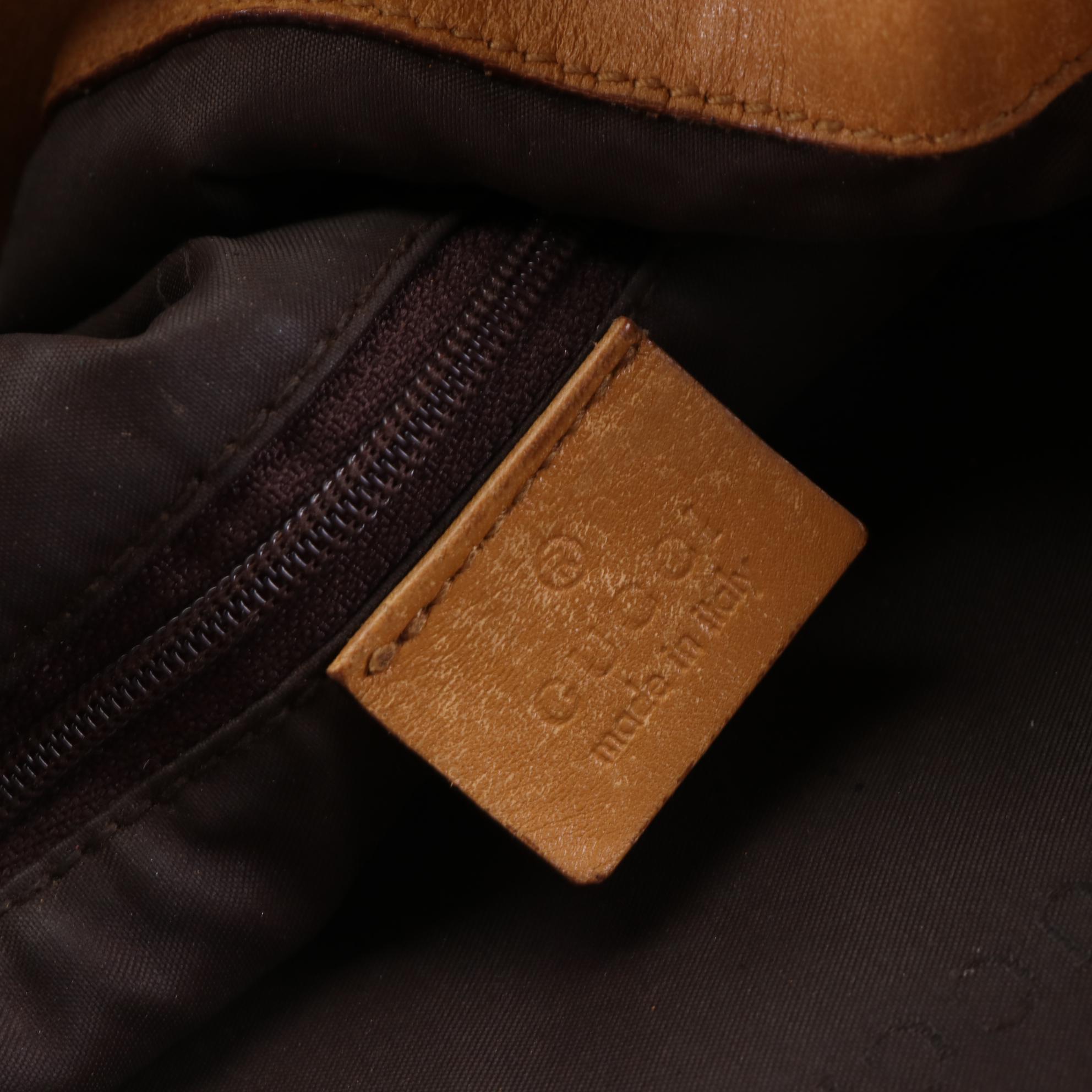 Gucci Two-Way Bamboo Handle Bag in GG Canvas and Leather Trim