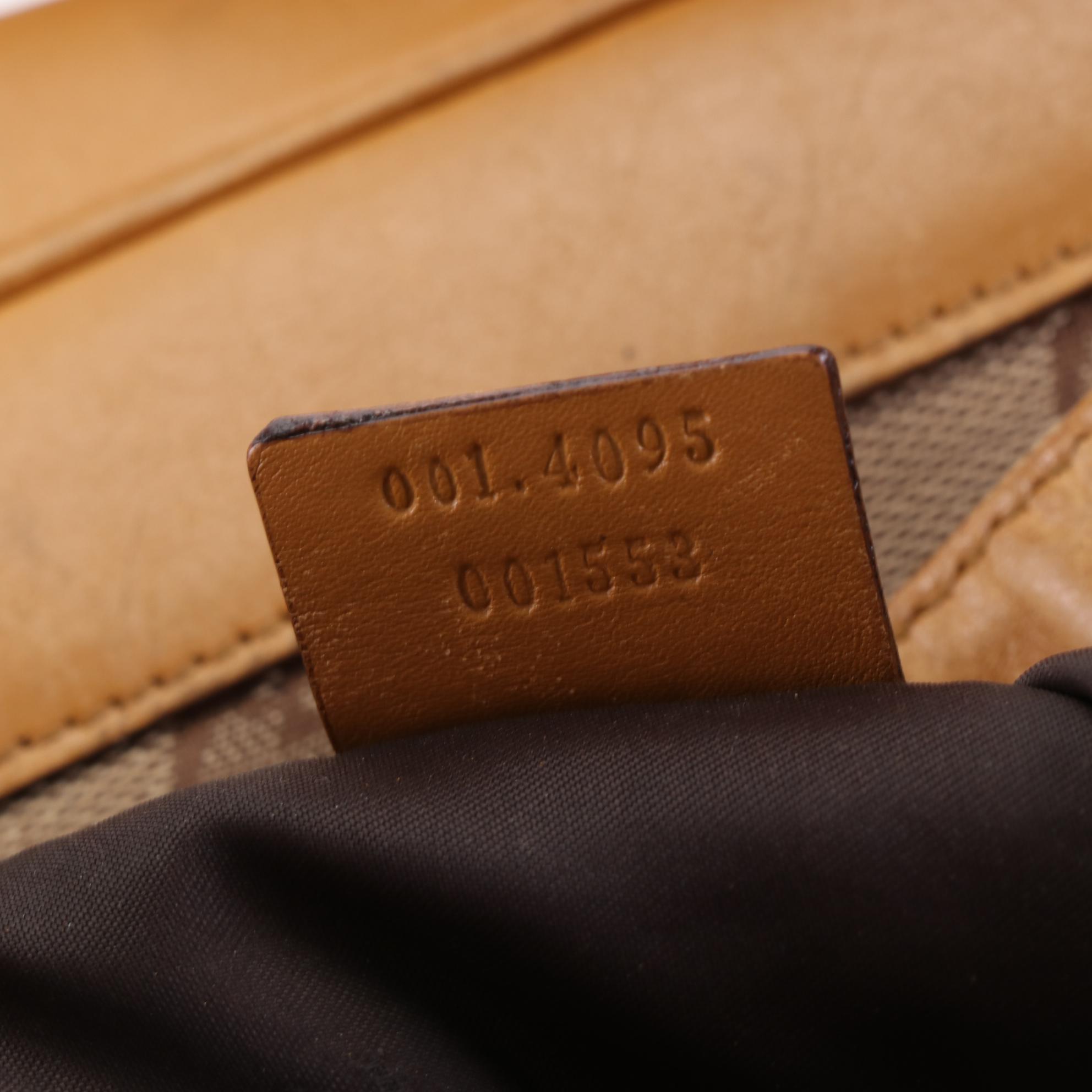 Gucci Two-Way Bamboo Handle Bag in GG Canvas and Leather Trim